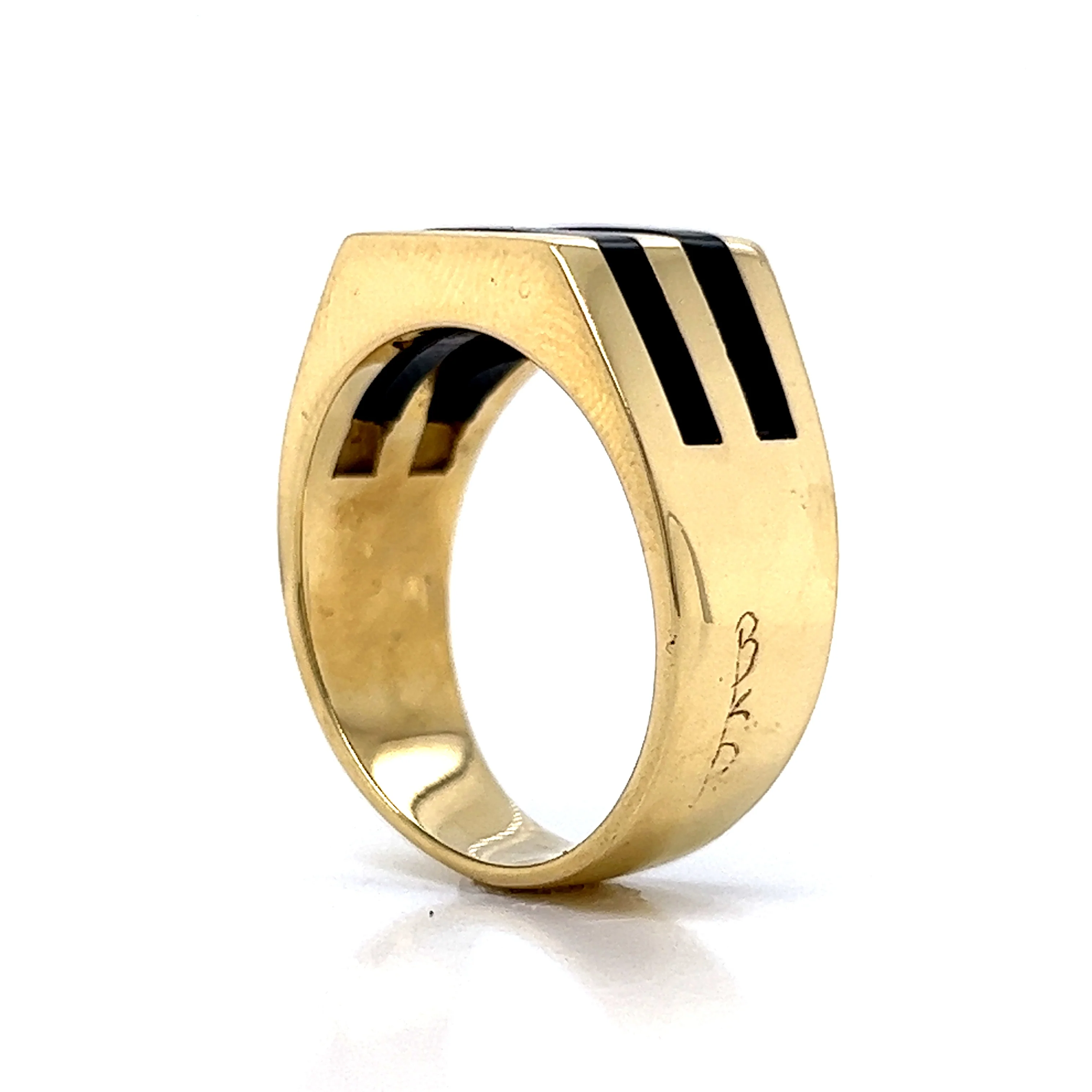 Men's Geometric Black Onyx Ring in 18k Yellow Gold - Image 5