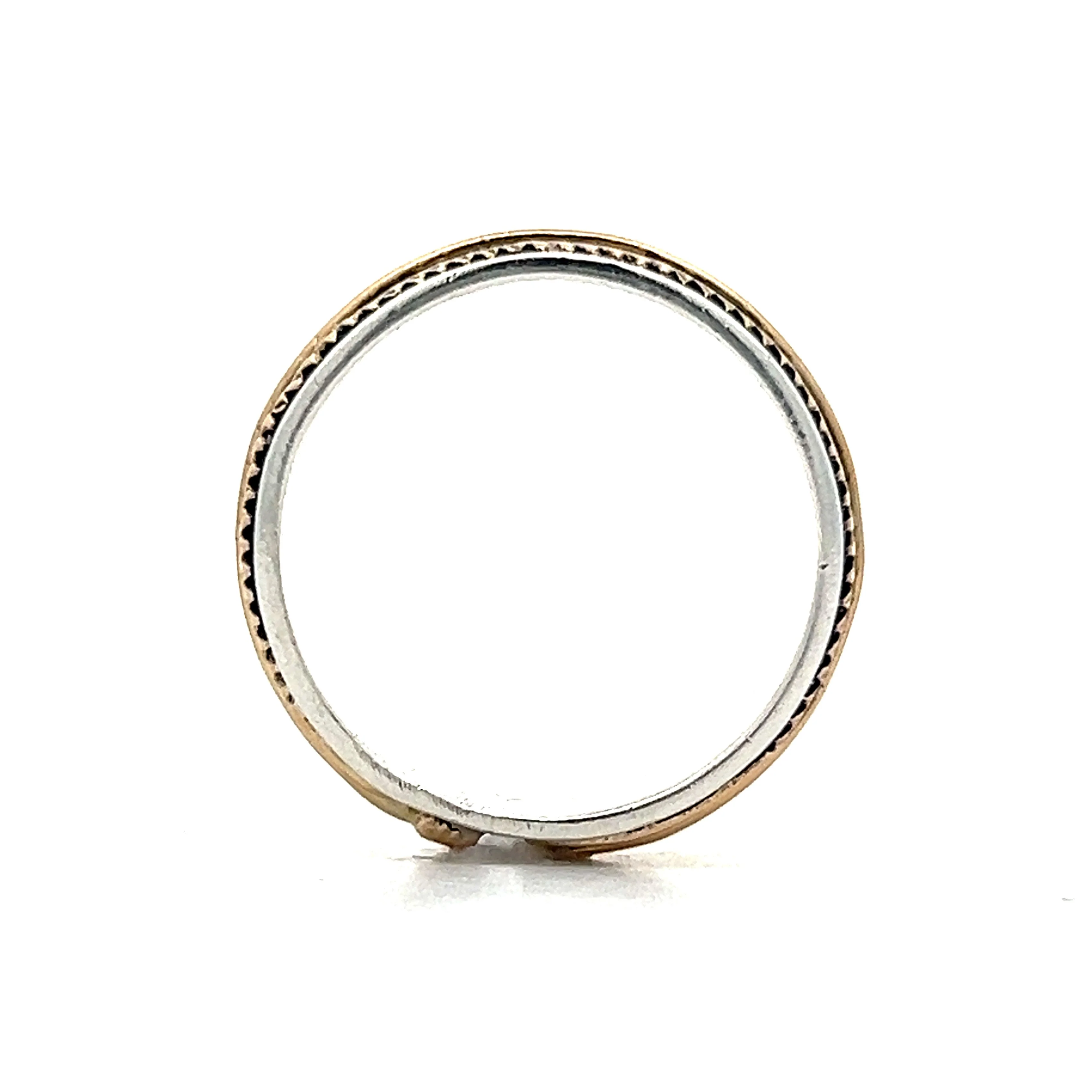 Men's H Mace Feather Wedding Band in 14k Yellow Gold & Silver - Image 4