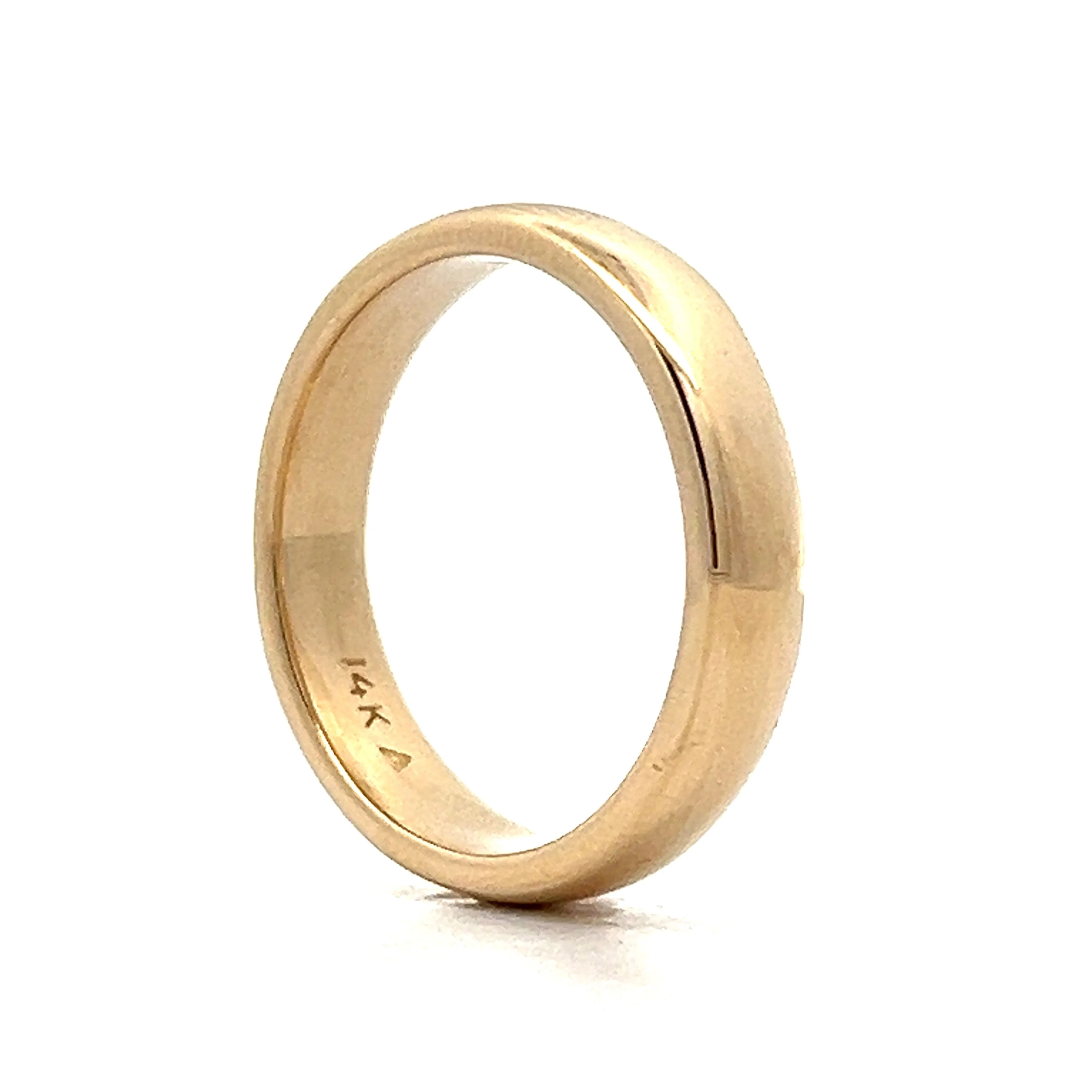 Mens Half Round Wedding Band in 14k Yellow Gold - Image 4
