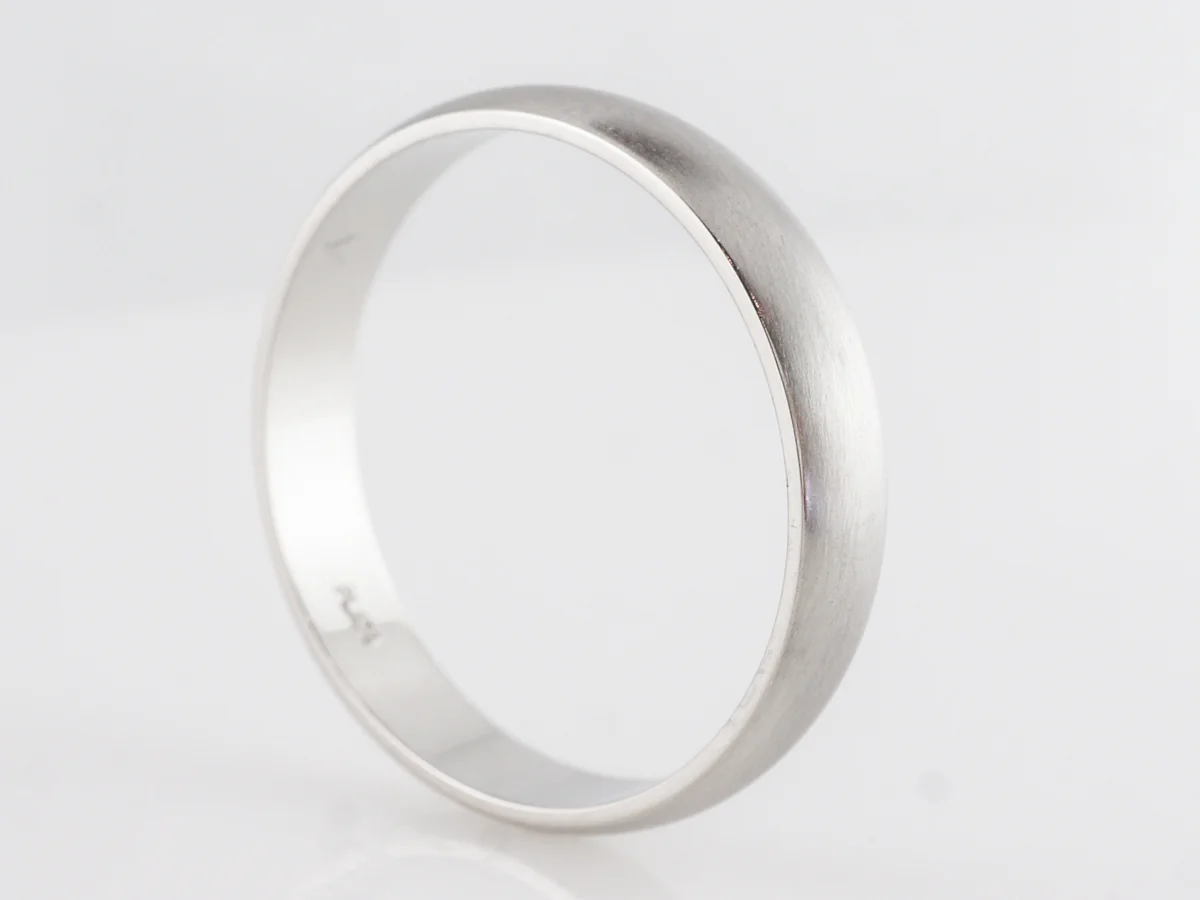 Men's Half Round Wedding Band in Platinum w/ Brushed Finish - Image 2