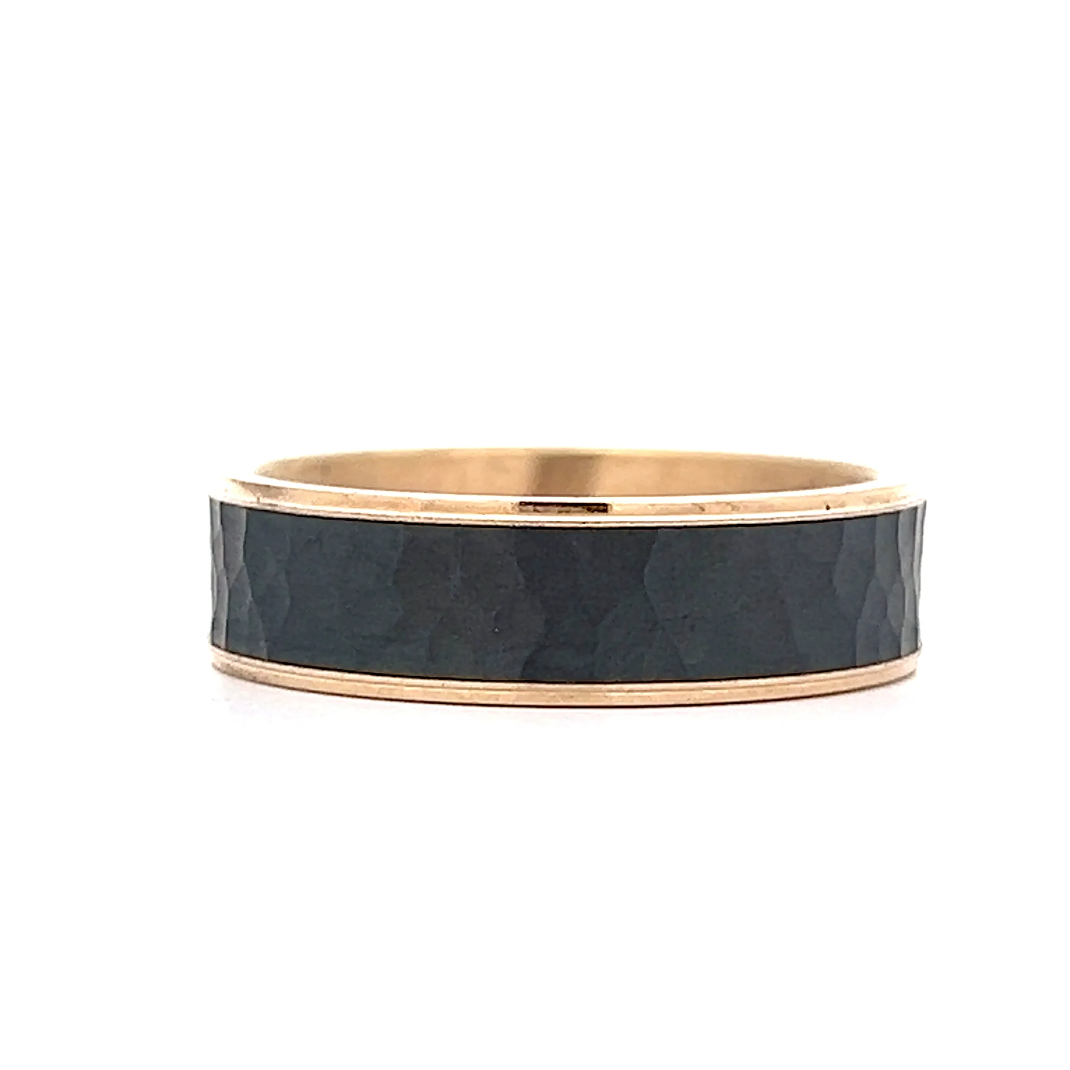Mens Hammered Tantalum Wedding Band in 14k - Image 2