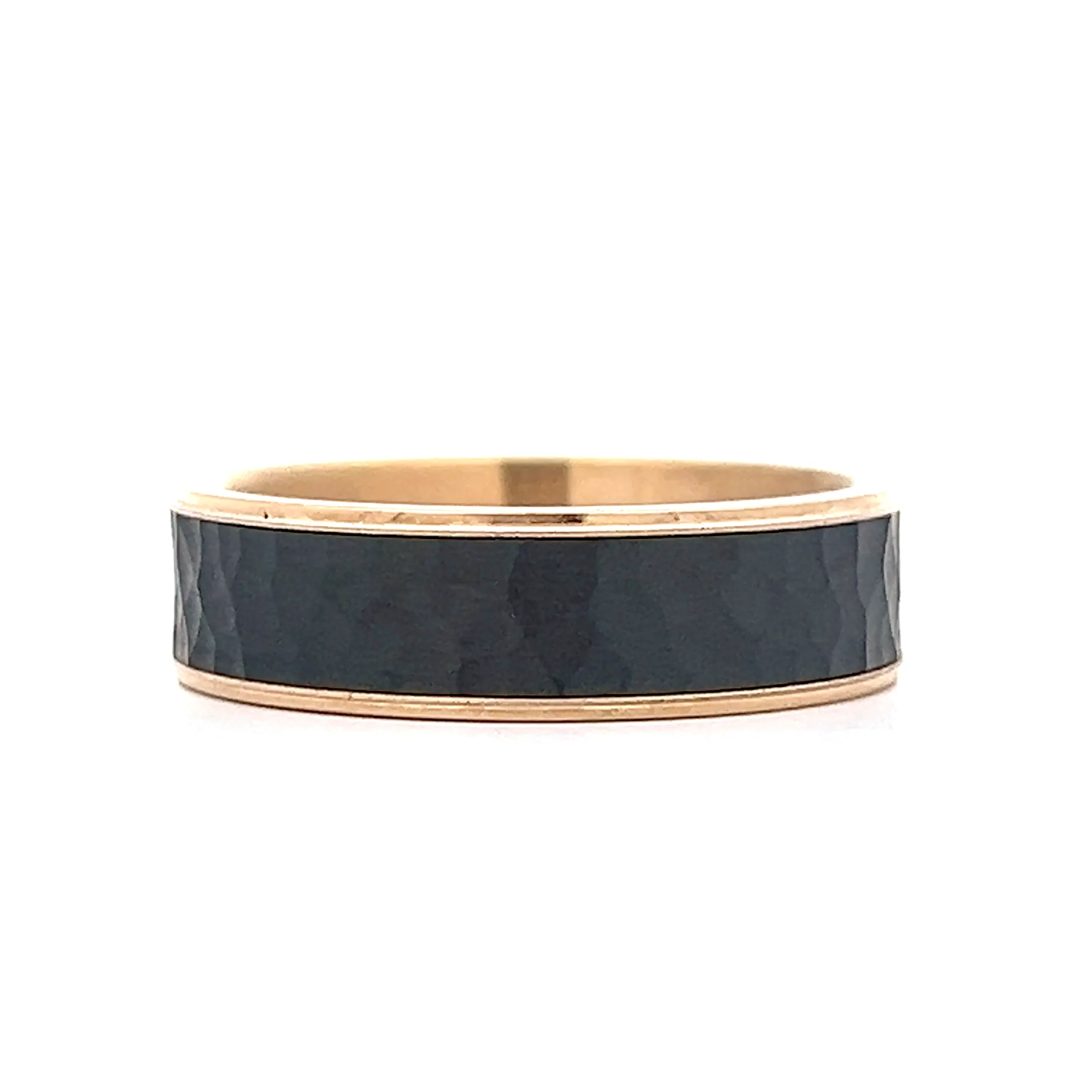Mens Hammered Tantalum Wedding Band in 14k - Image 3