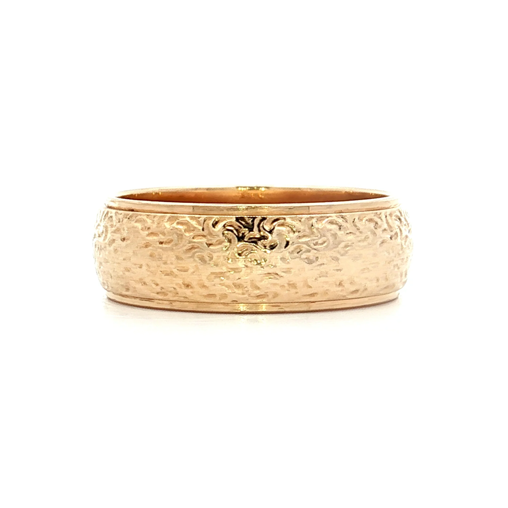 Mens Hammered Texture Wedding Band in 14k - Image 3