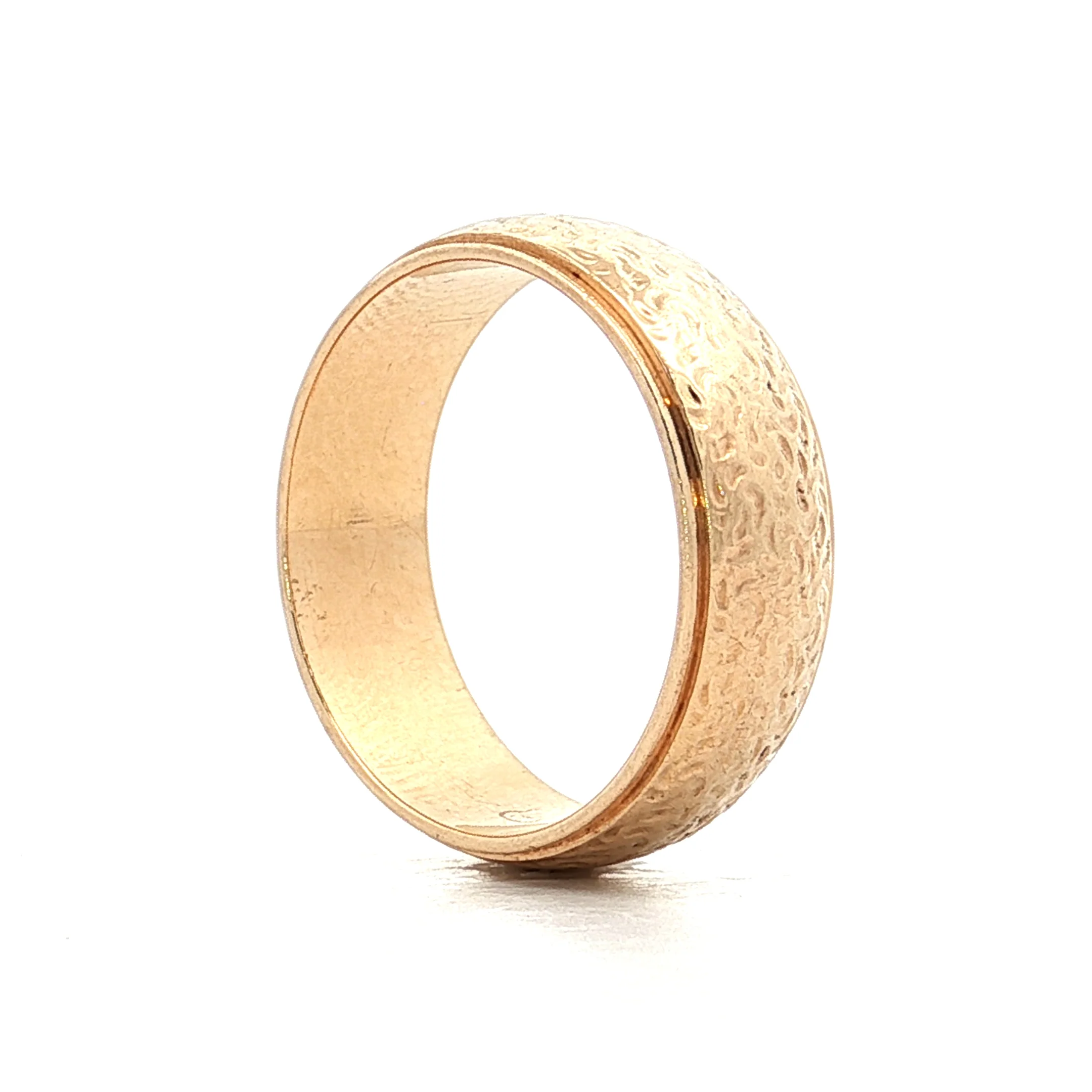 Mens Hammered Texture Wedding Band in 14k - Image 5