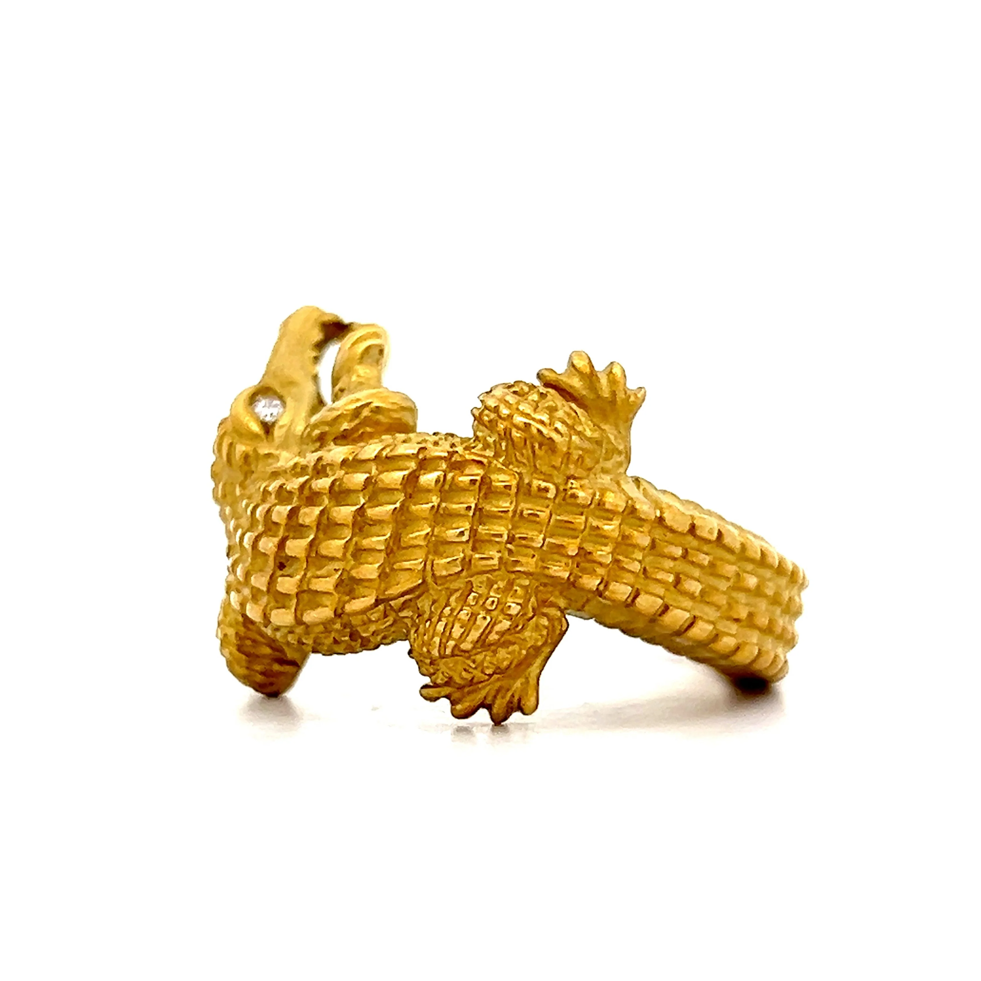 Mens Kieselstein-Cord Alligator Ring with Diamond Eyes in 18k Yellow Gold - Image 2