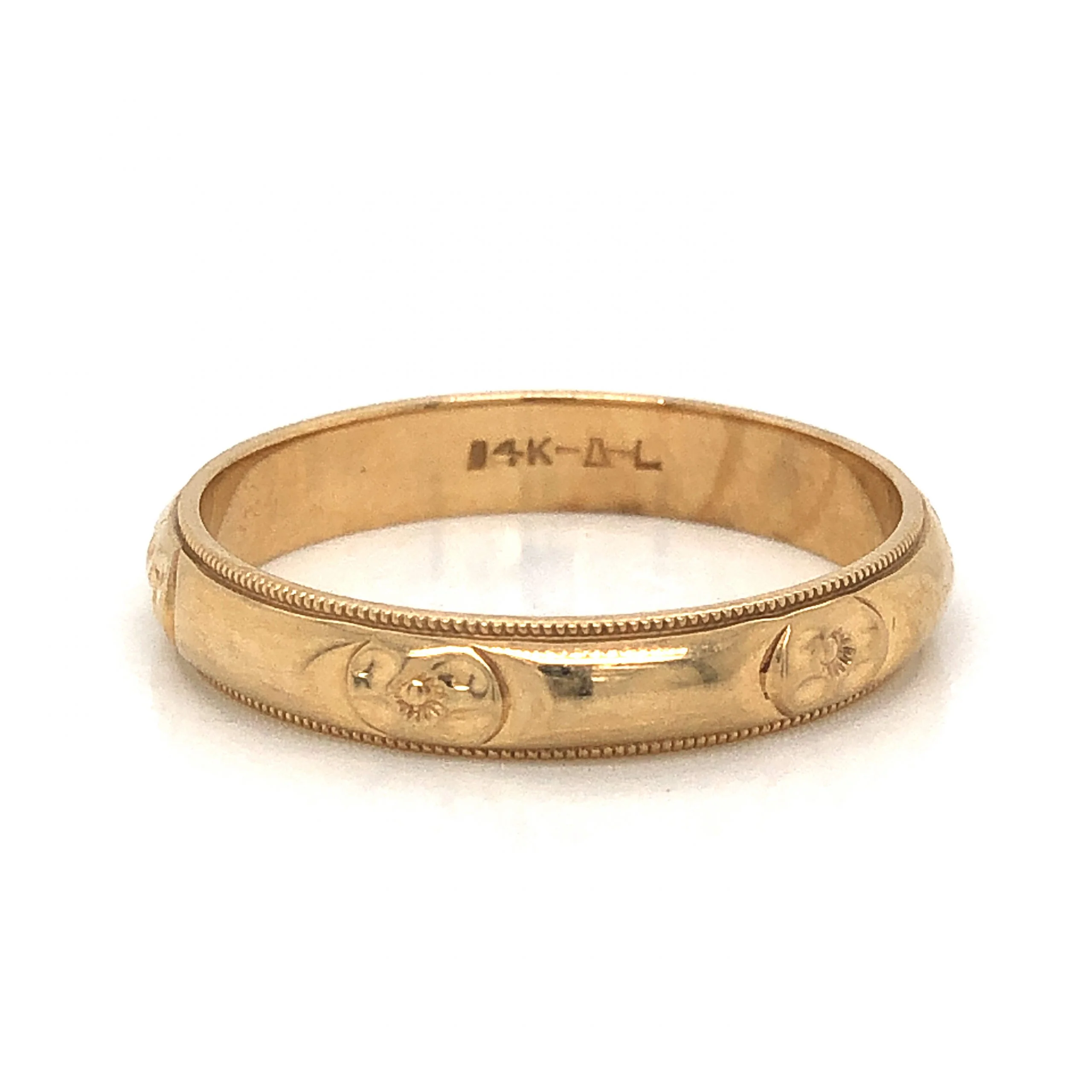 Men's Mid-Century Orange Blossom Wedding Band in 14k Yellow Gold - Image 2