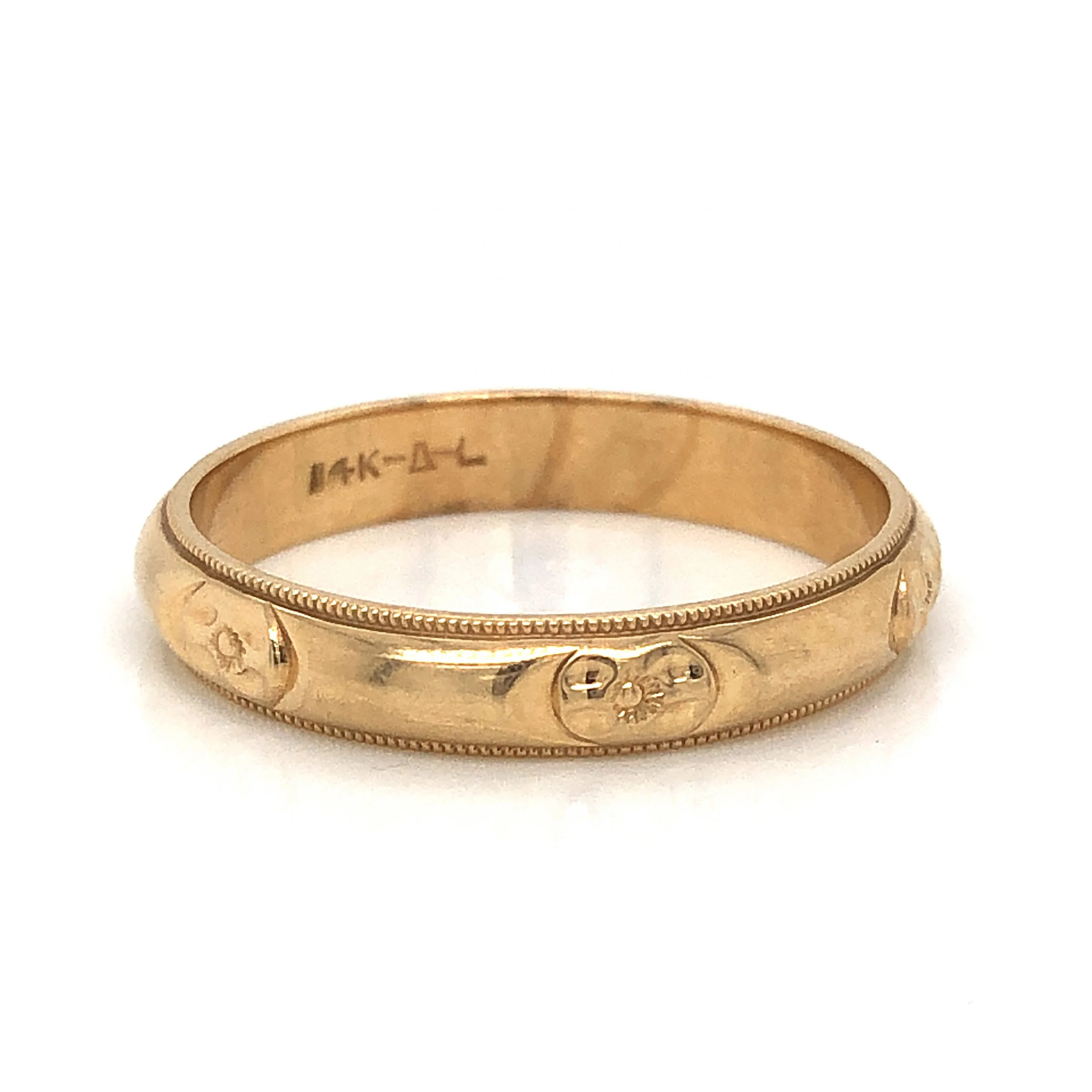 Men's Mid-Century Orange Blossom Wedding Band in 14k Yellow Gold - Image 3