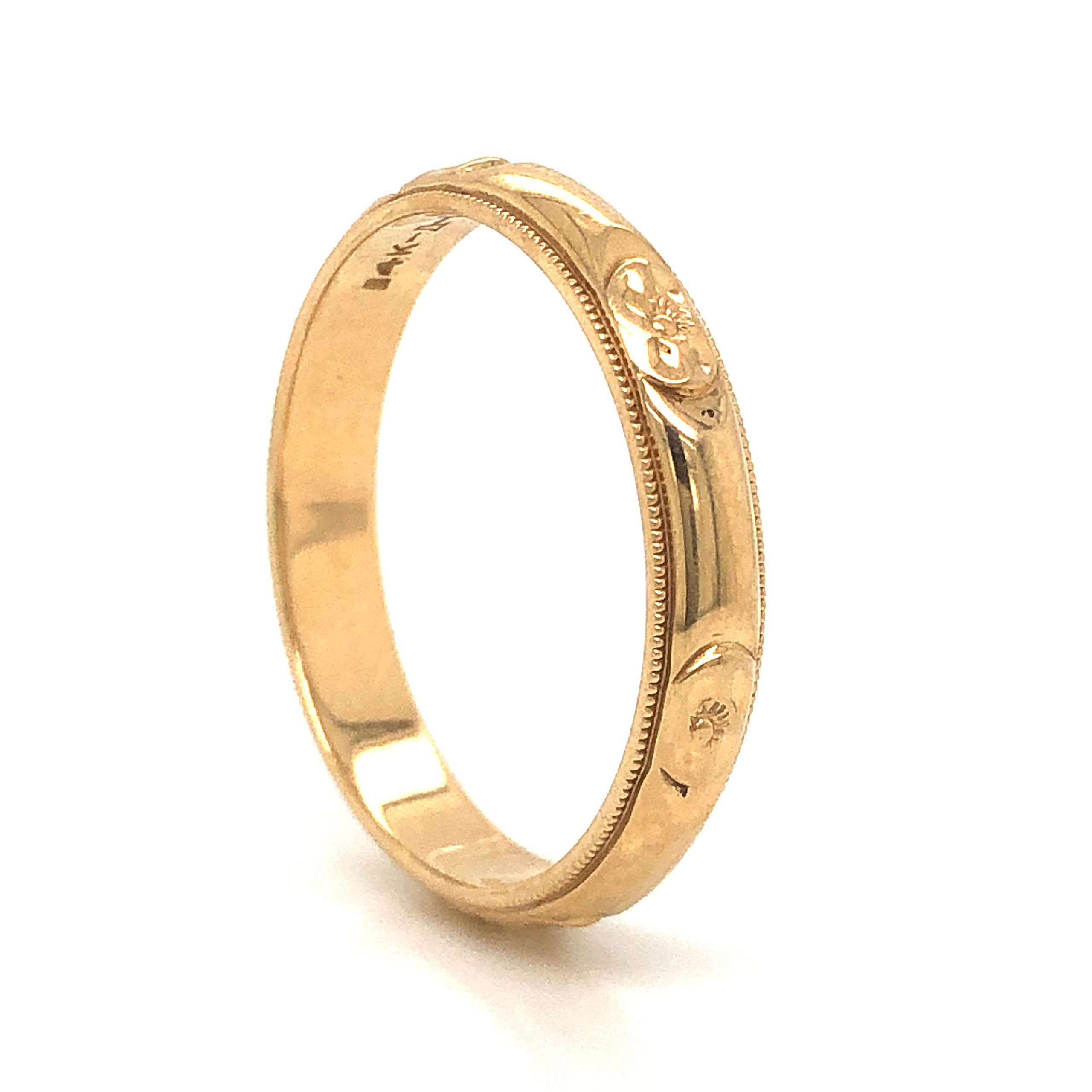 Men's Mid-Century Orange Blossom Wedding Band in 14k Yellow Gold - Image 4