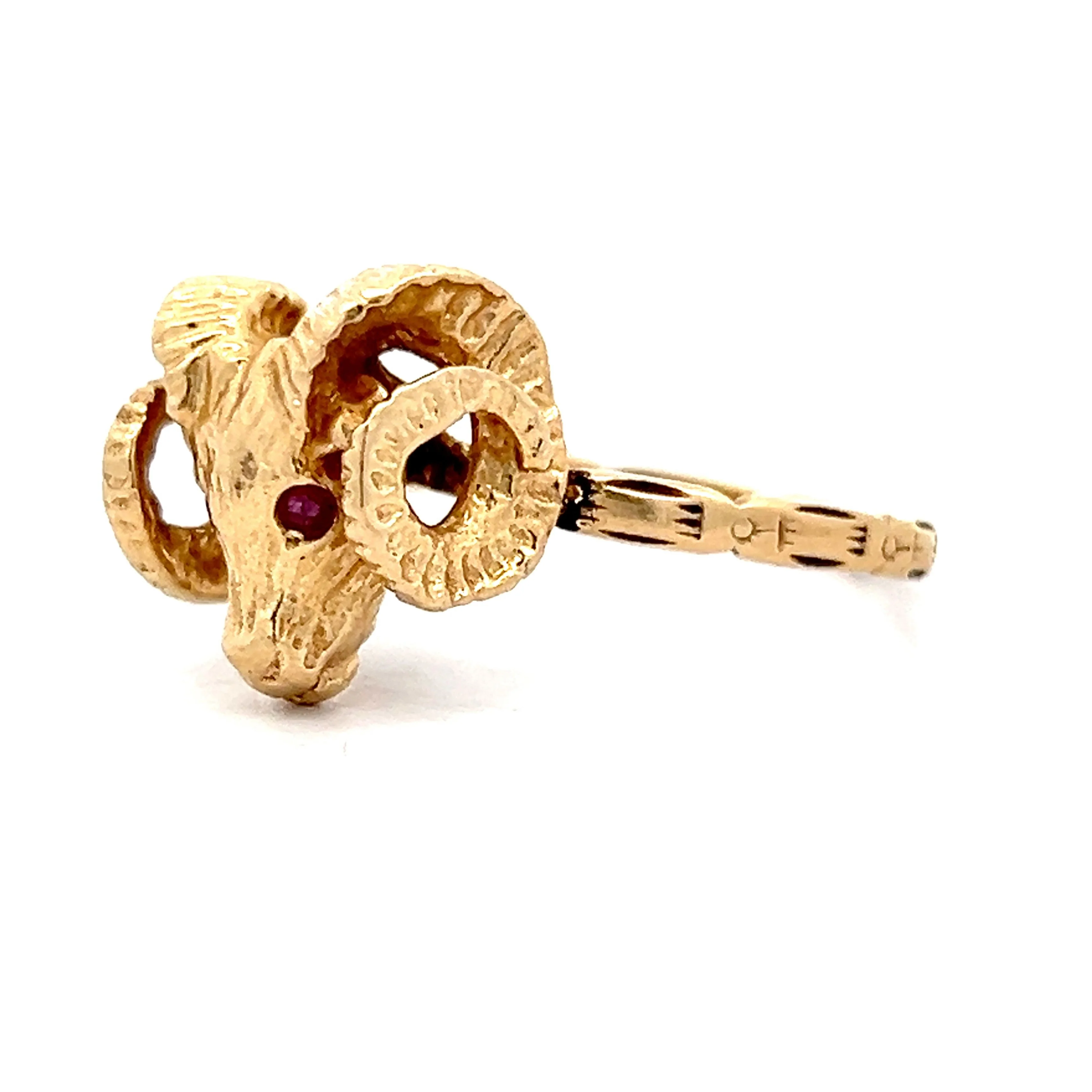 Men's Ram's Head Ring in 14k Yellow Gold - Image 2