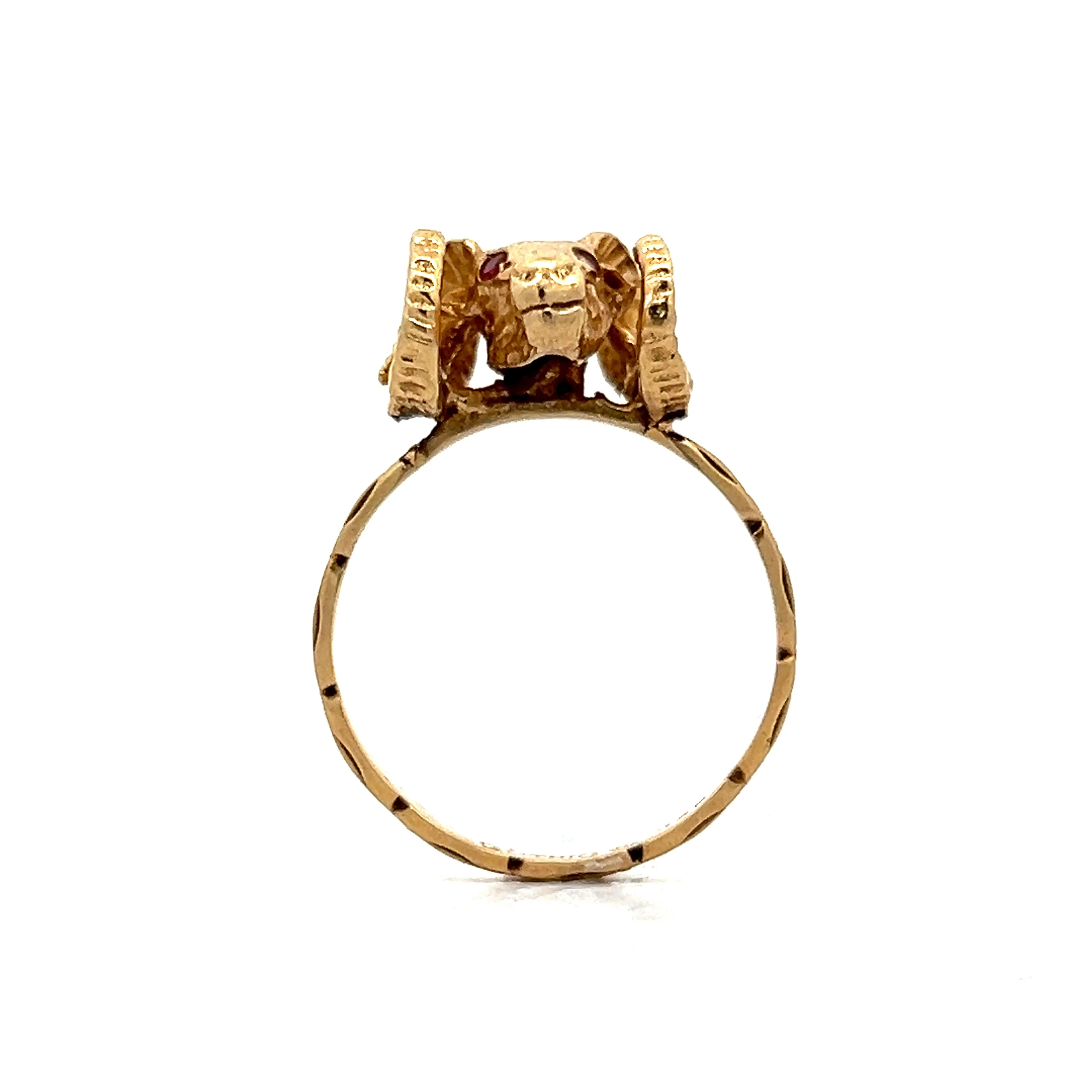 Men's Ram's Head Ring in 14k Yellow Gold - Image 4