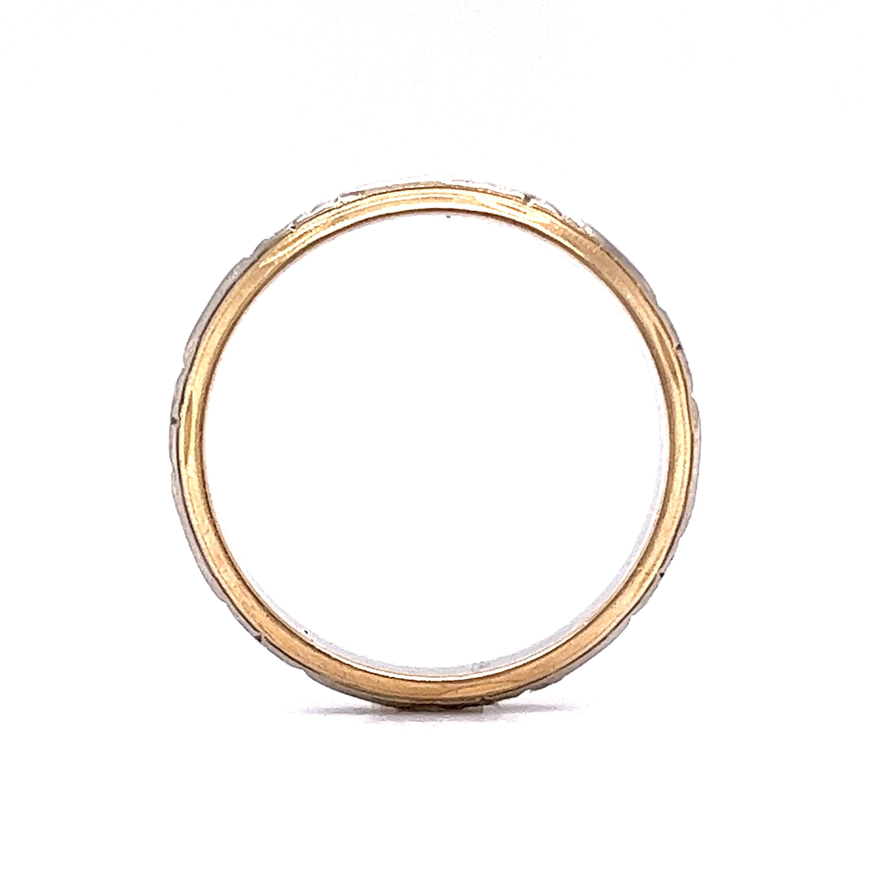 Men's Retro Two-Tone Engraved Wedding Band in 14k Gold - Image 4