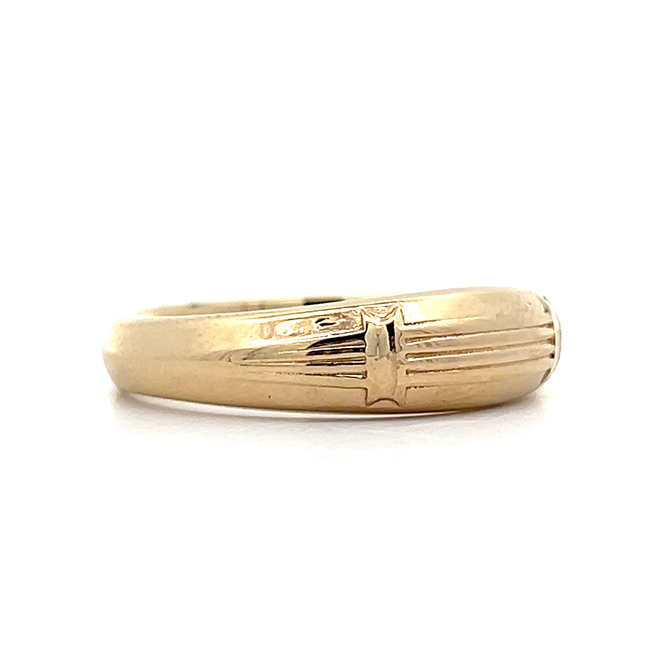 Mens Ridged Texture Wedding Band in 14k - Image 3