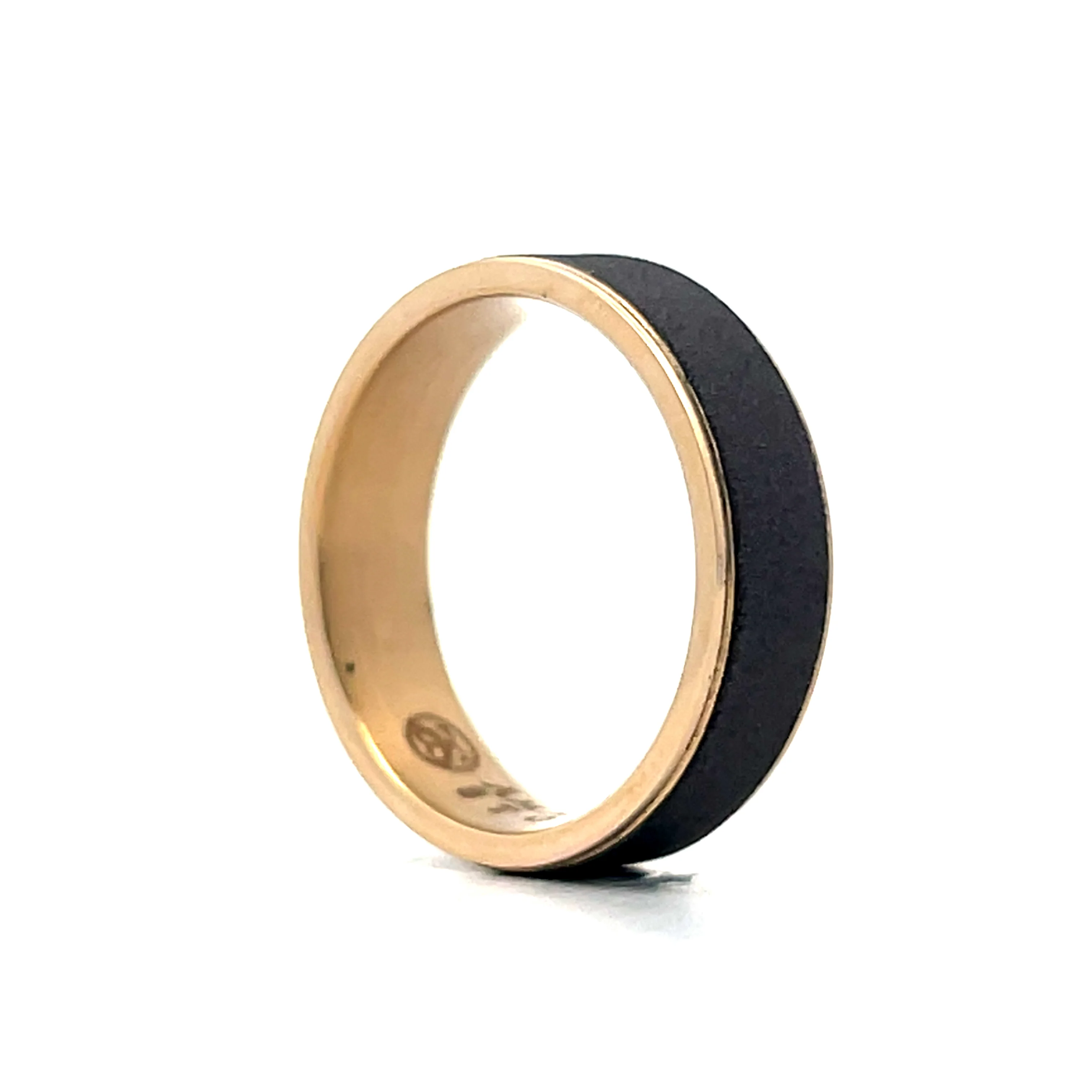 Mens Sandblast Tantalum Wedding Band in 14k - Image 5