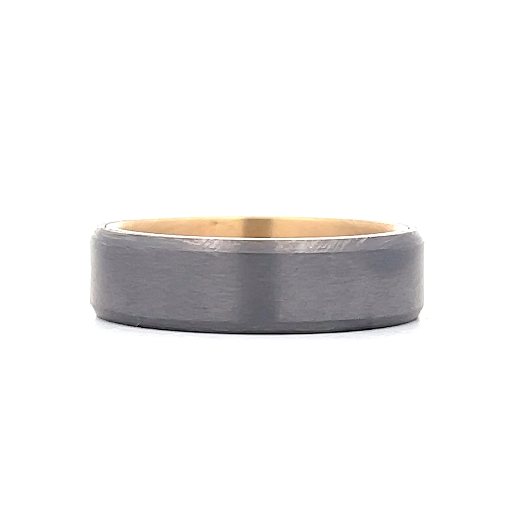 Mens Satin Finished Tantalum Wedding Band in 14k - Image 2