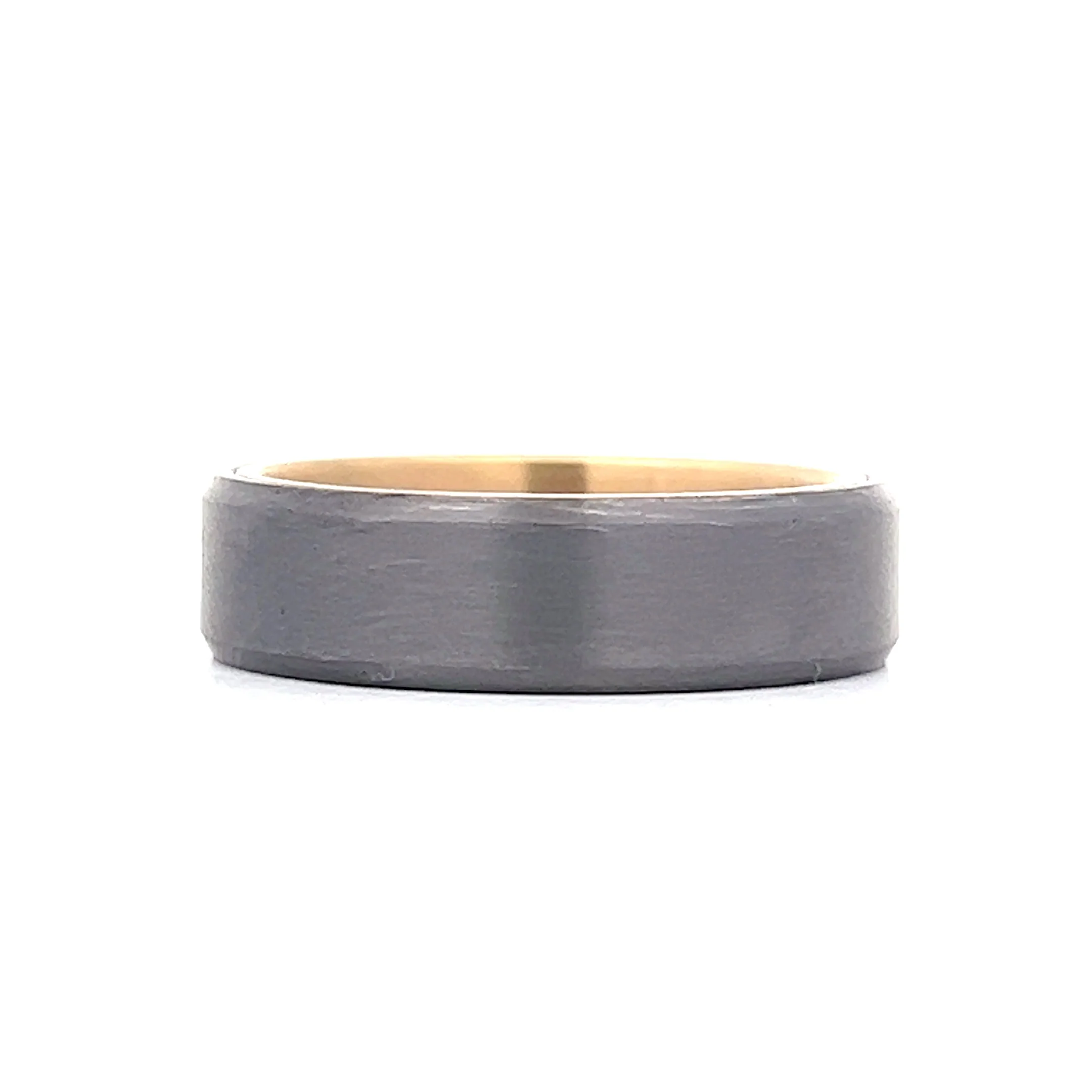 Mens Satin Finished Tantalum Wedding Band in 14k - Image 3