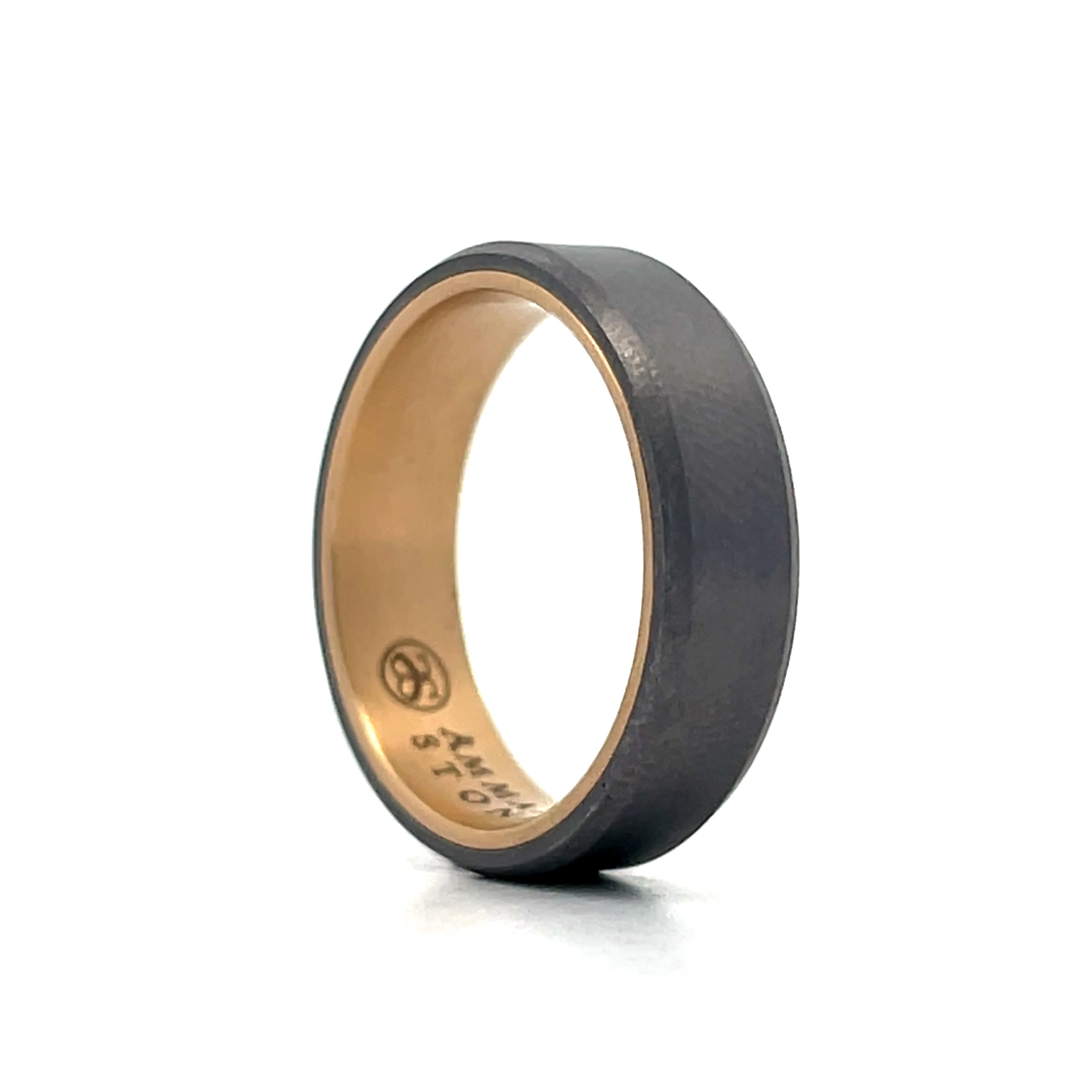 Mens Satin Finished Tantalum Wedding Band in 14k - Image 5