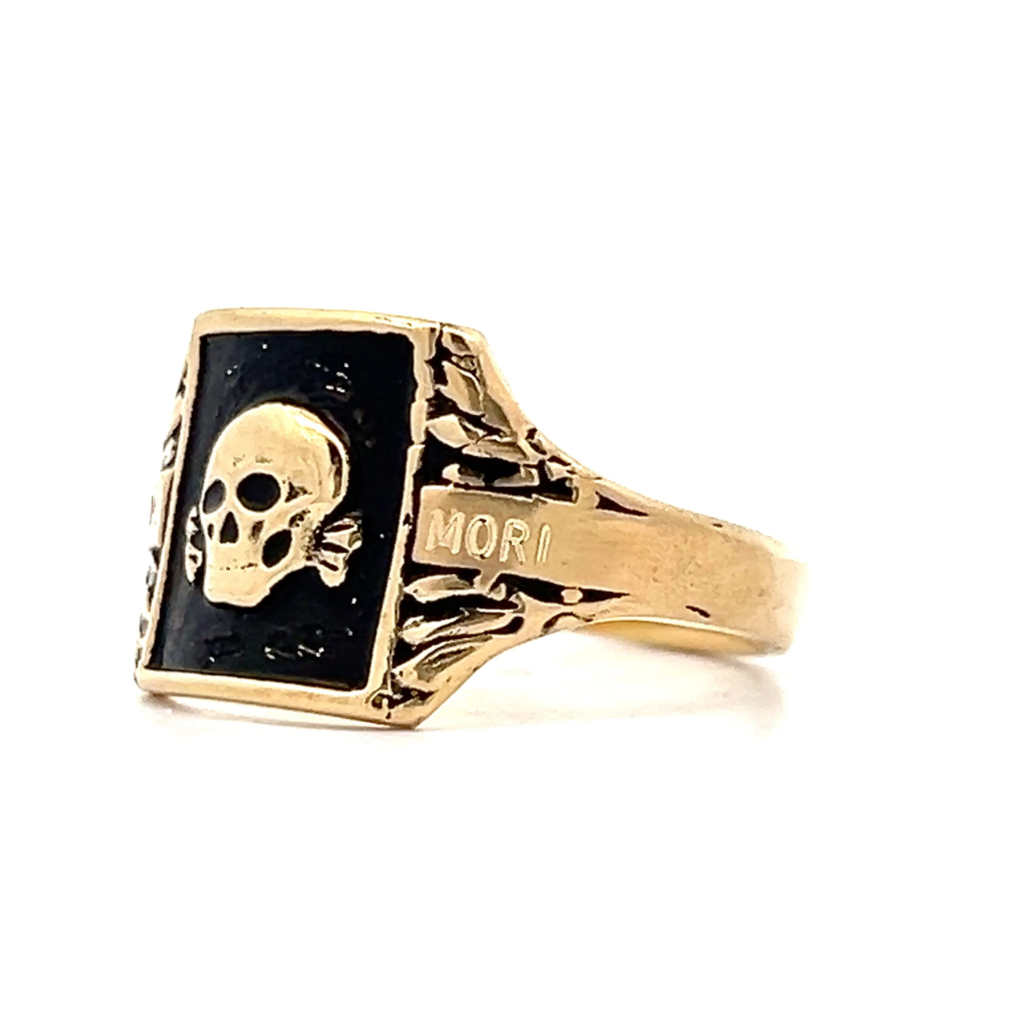 Men's Skull Momento Mori Ring in 18k Yellow Gold - Image 2