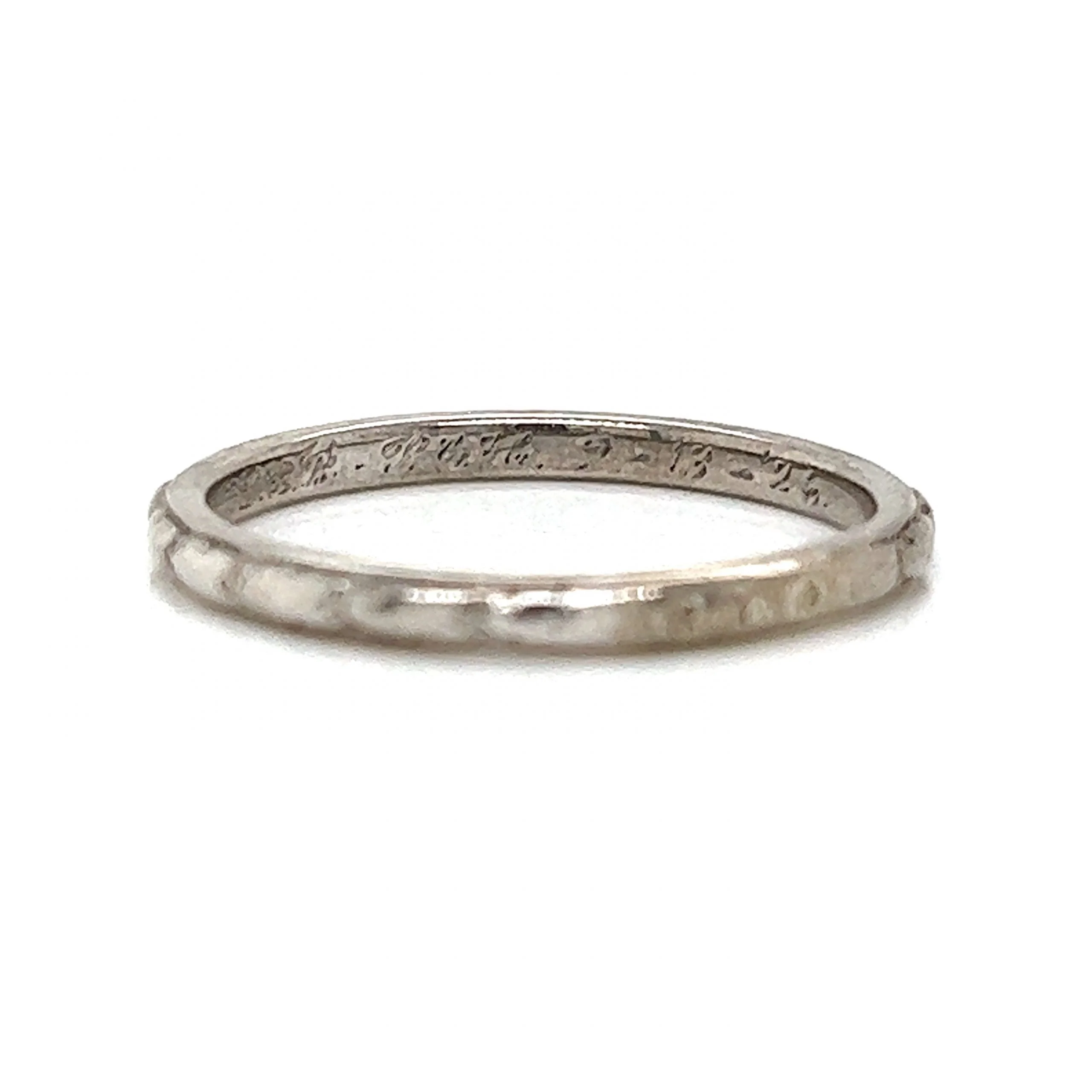 Men's Textured Art Deco Wedding Band in 18k White Gold - Image 2