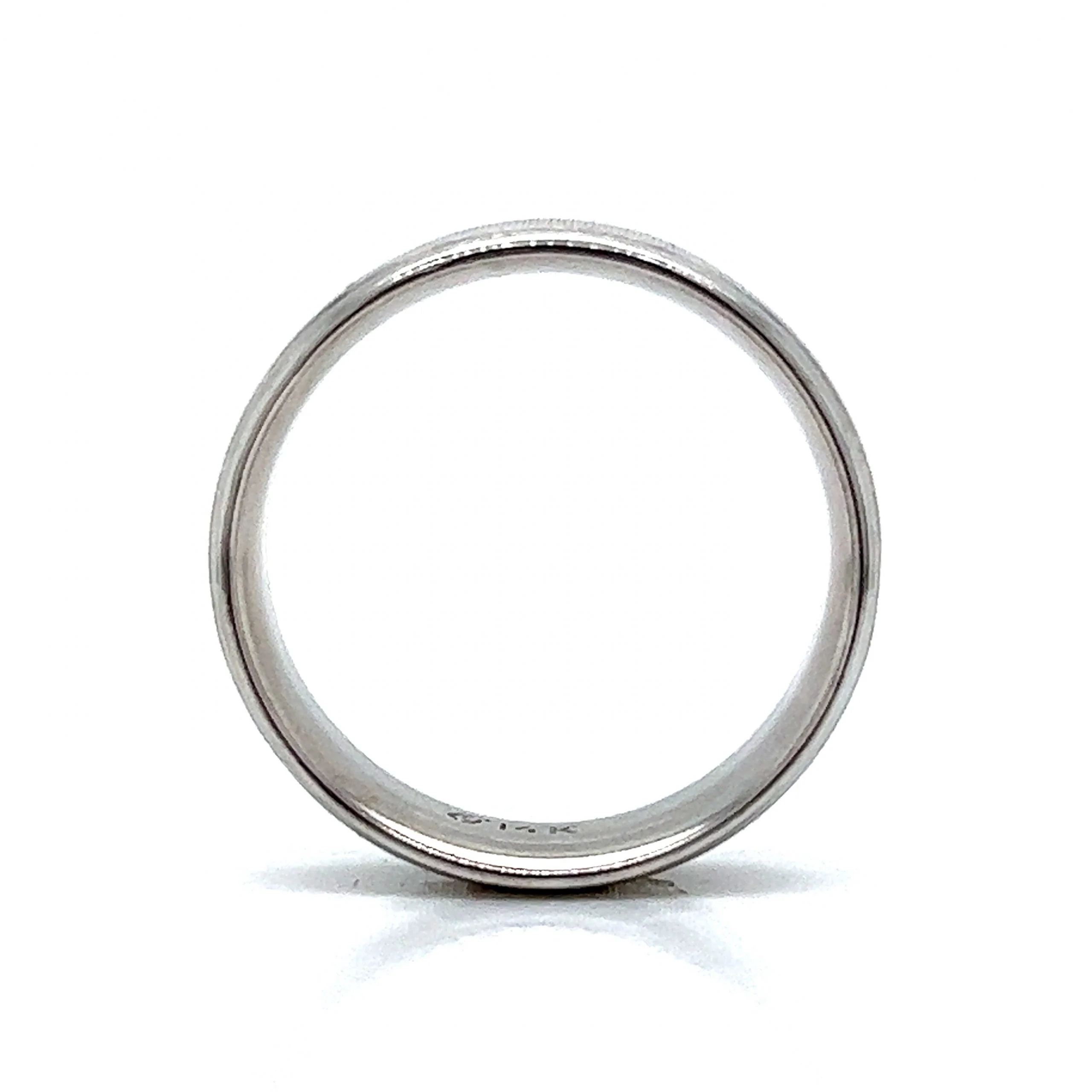 Men's Textured Flat Edge Wedding Band in 14k White Gold - Image 4