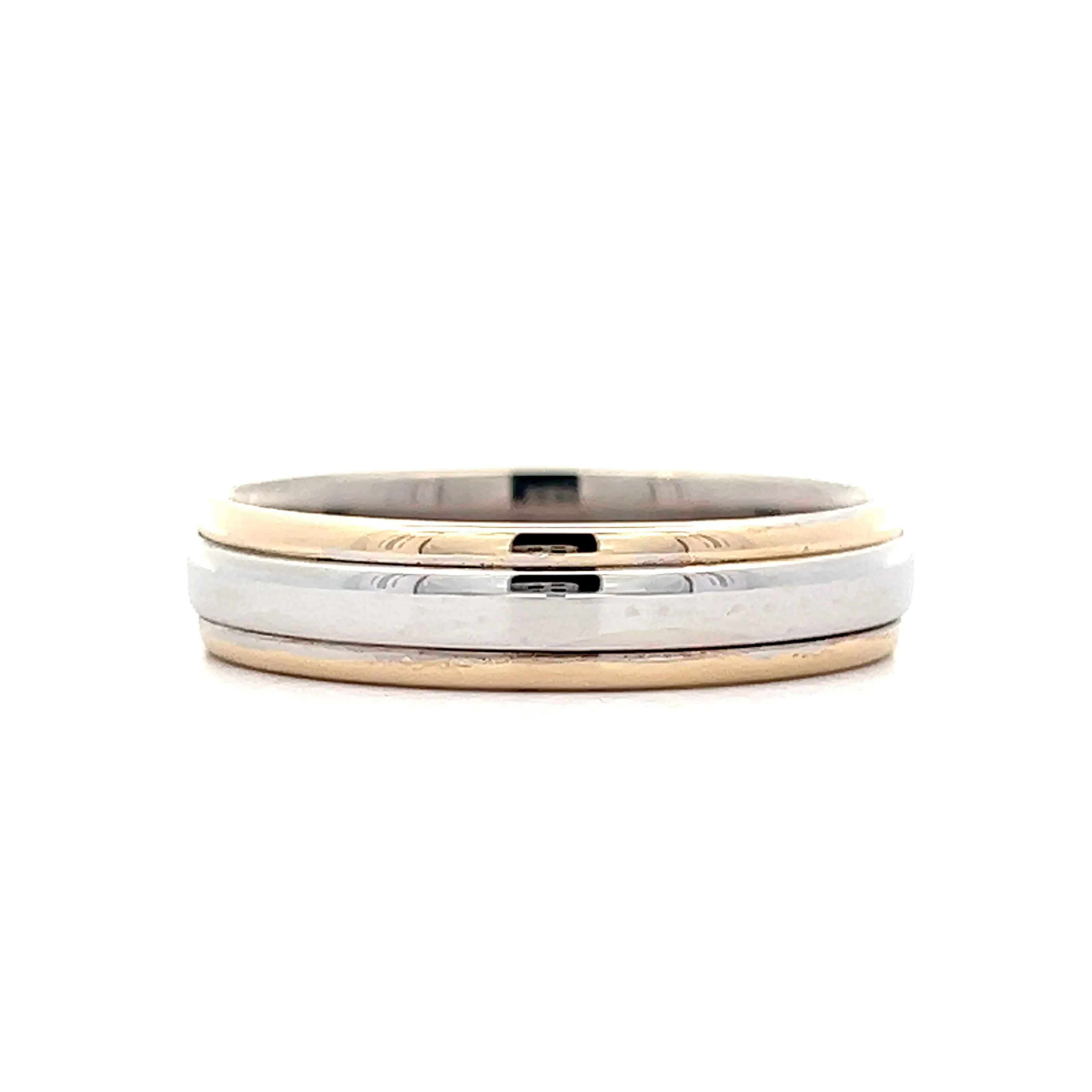Men's Two-Toned Wedding Band in 14k White & Yellow Gold - Image 2