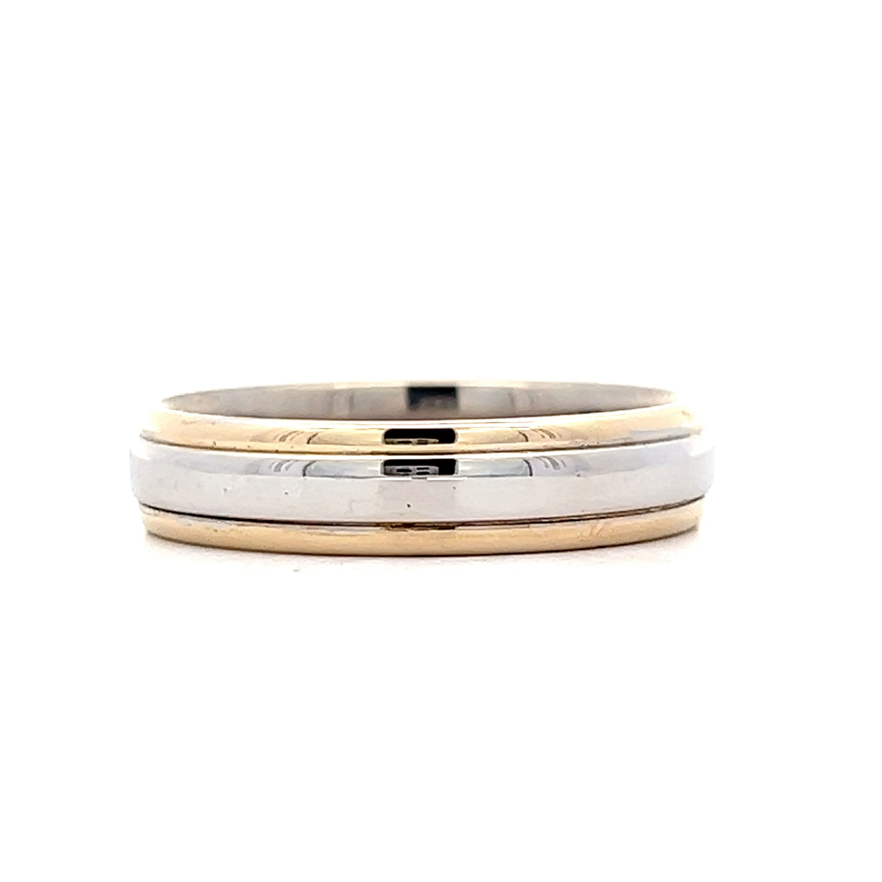Men's Two-Toned Wedding Band in 14k White & Yellow Gold - Image 3