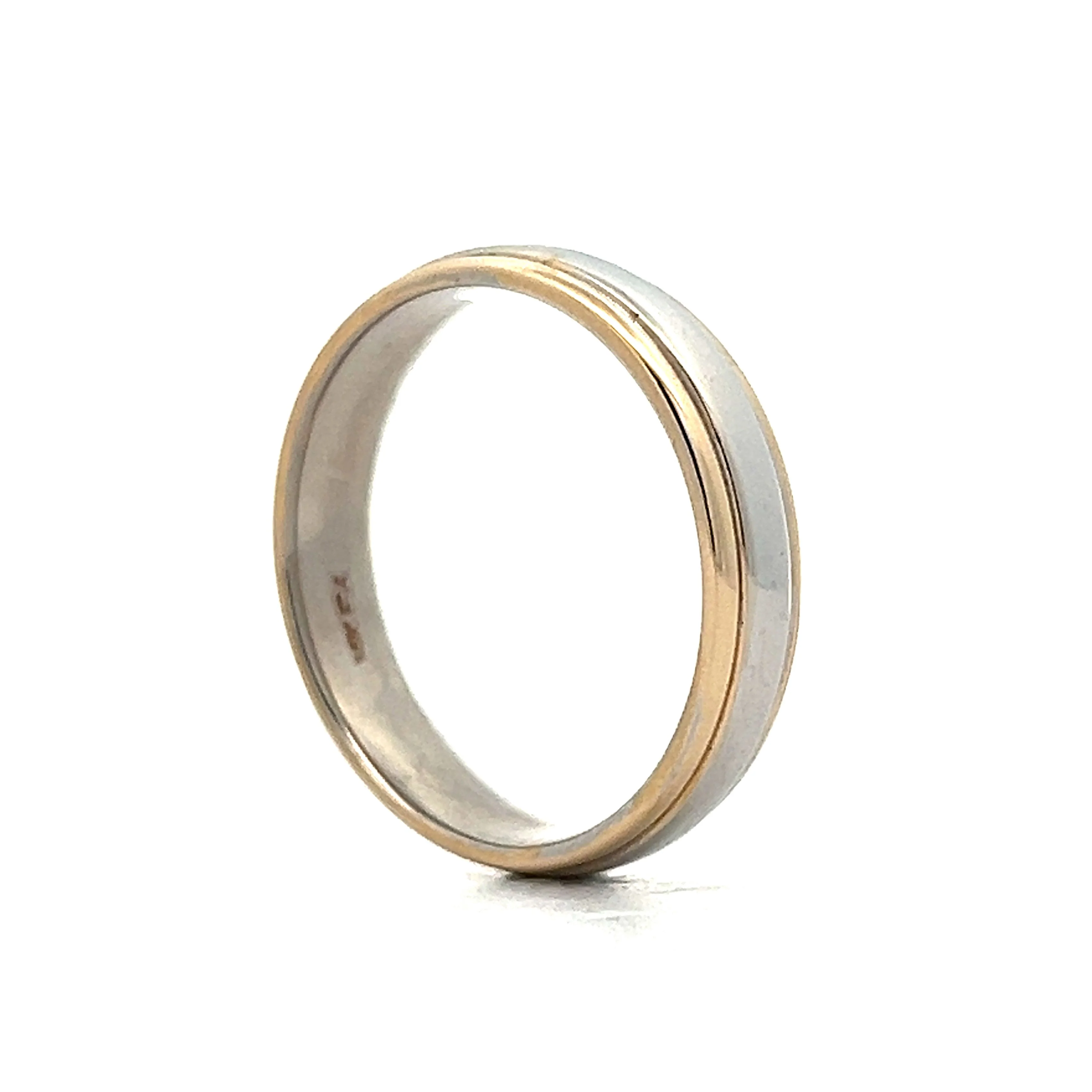 Men's Two-Toned Wedding Band in 14k White & Yellow Gold - Image 5