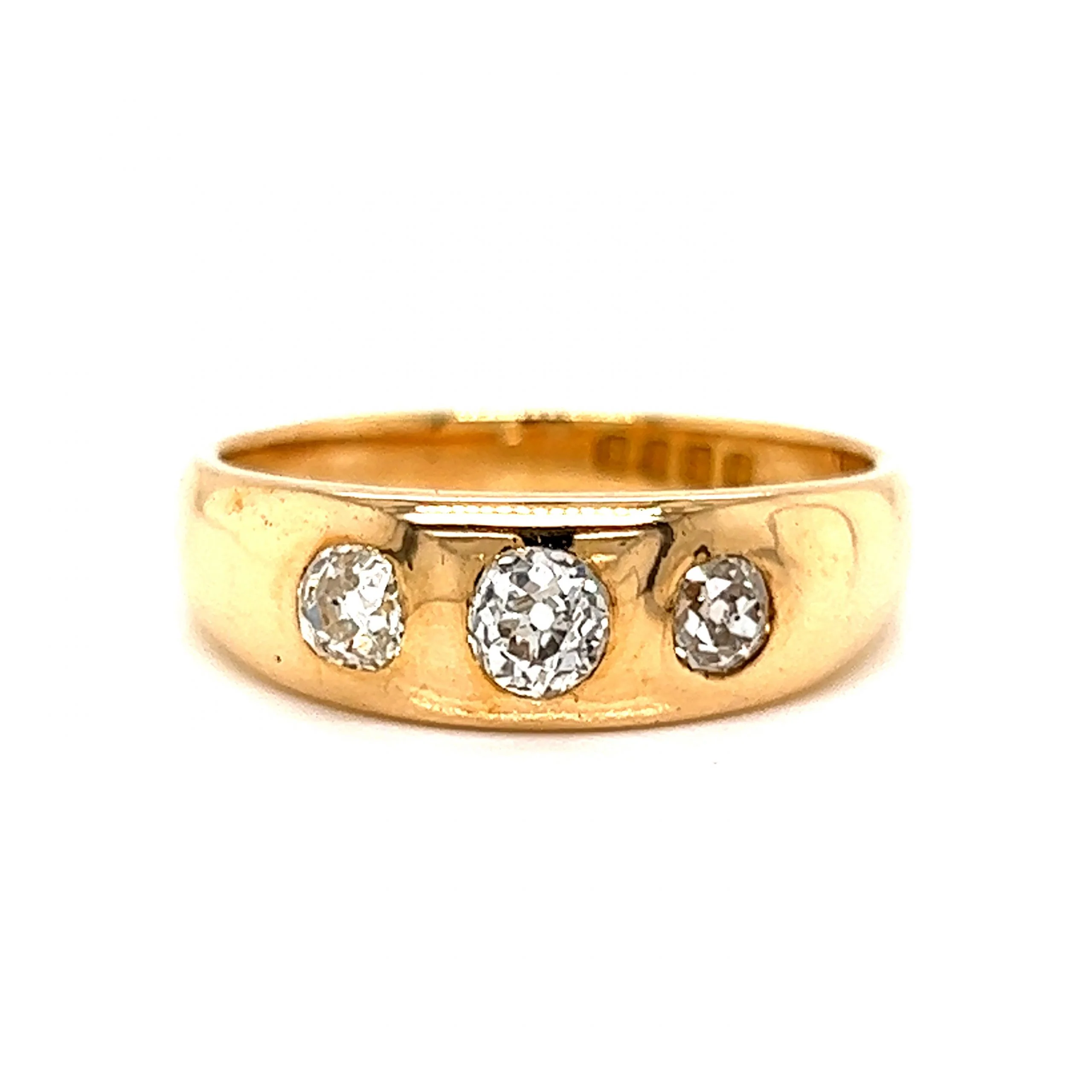 Men's Victorian Flush Set Diamond Ring in 18k Yellow Gold