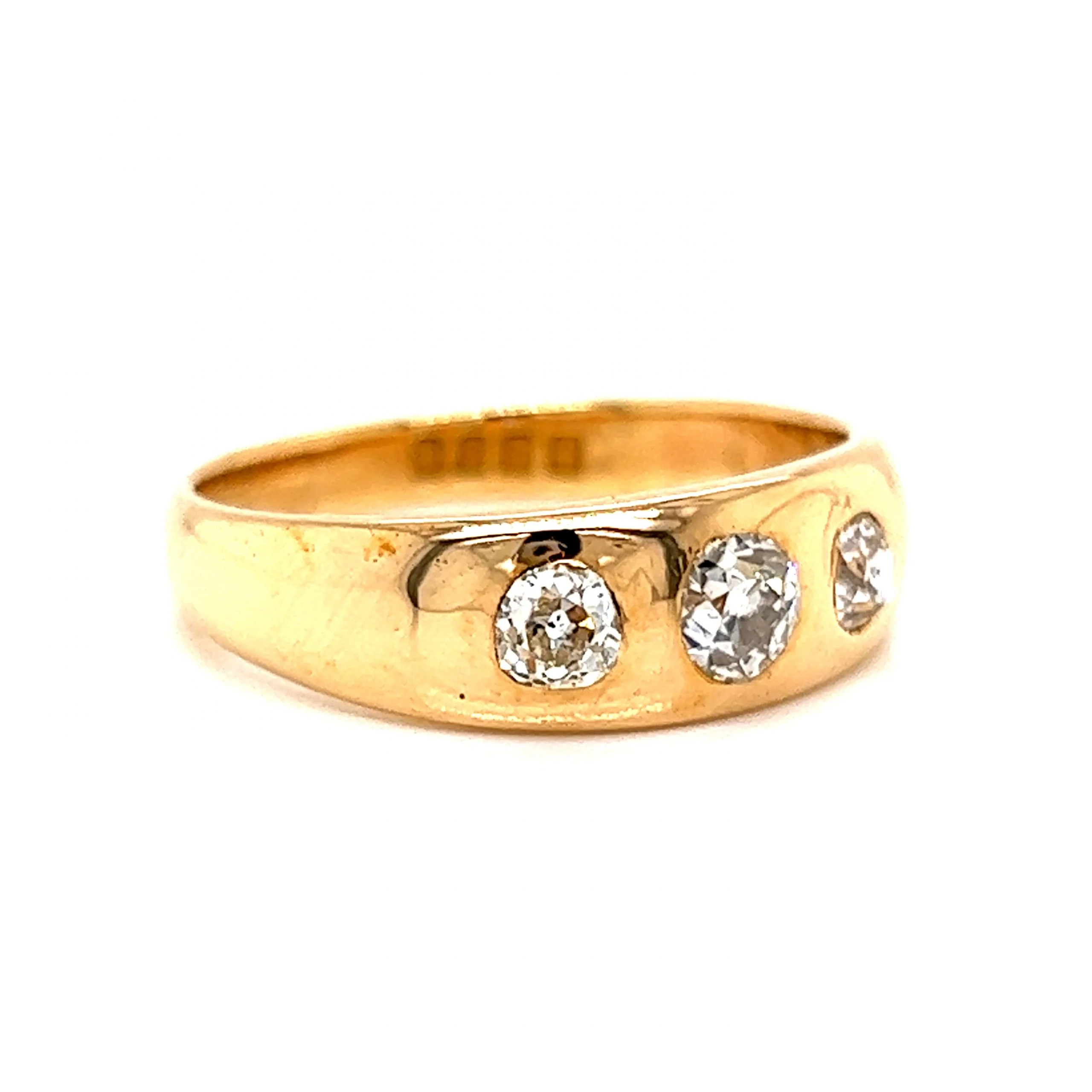 Men's Victorian Flush Set Diamond Ring in 18k Yellow Gold - Image 3
