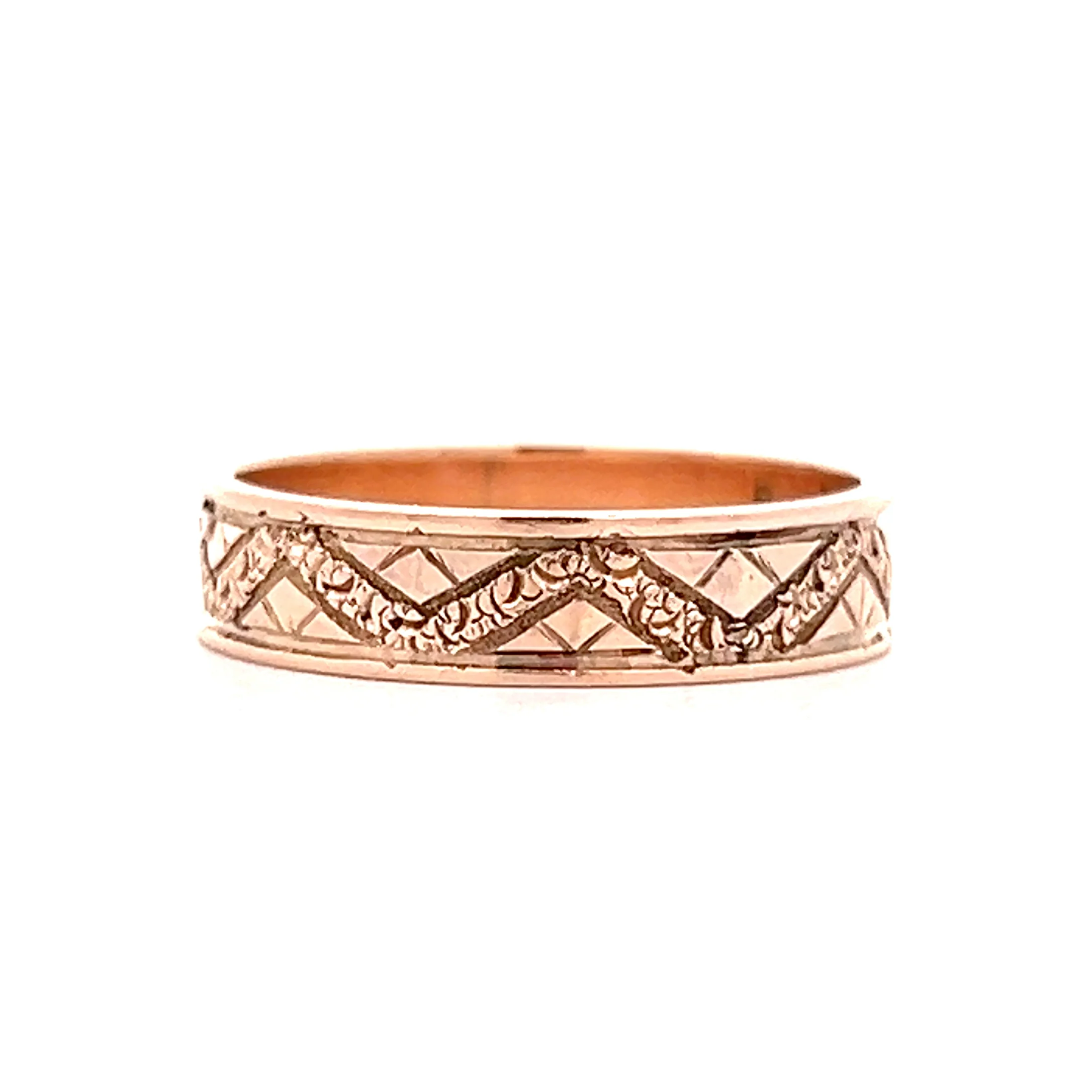 Mens Victorian Geometric Wedding Band in 14k Rose Gold