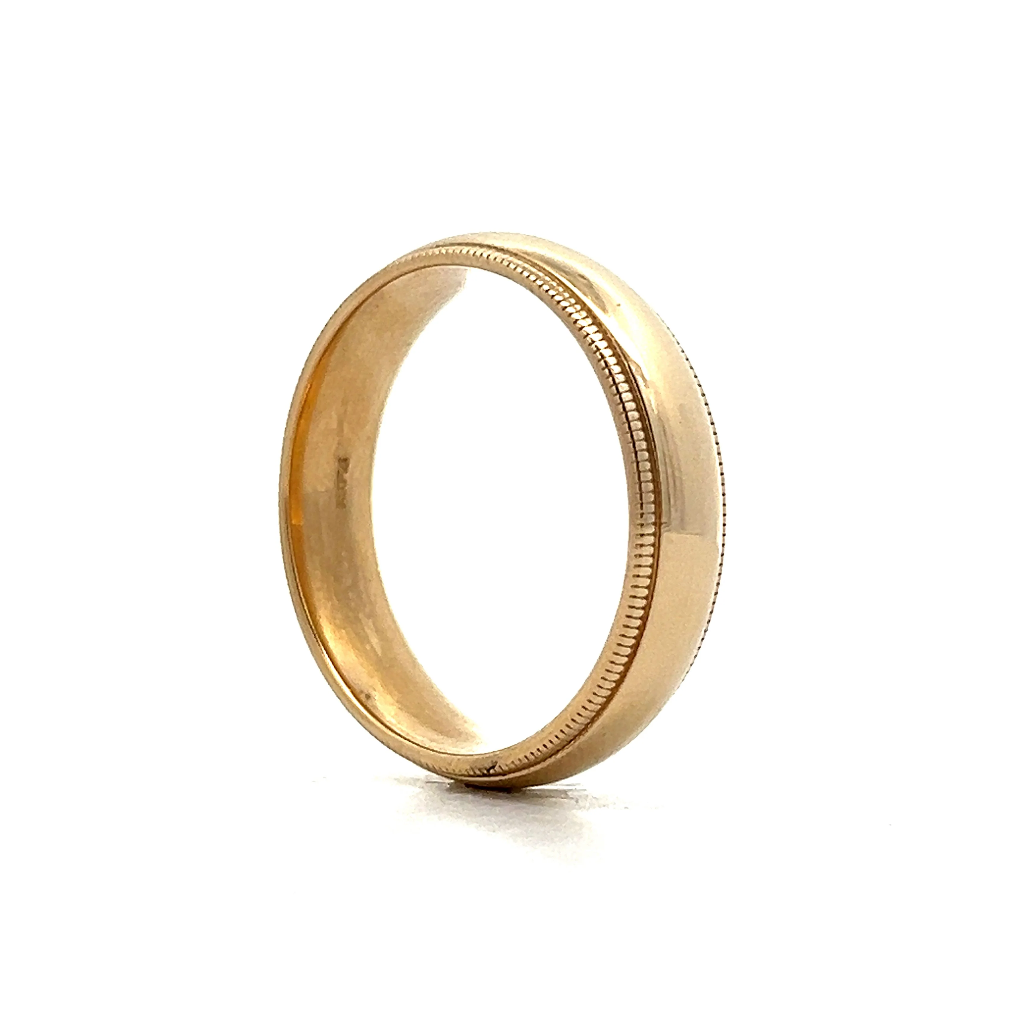 Men's Vintage 1950's Classic Milgrain Wedding Band in 14k - Image 5