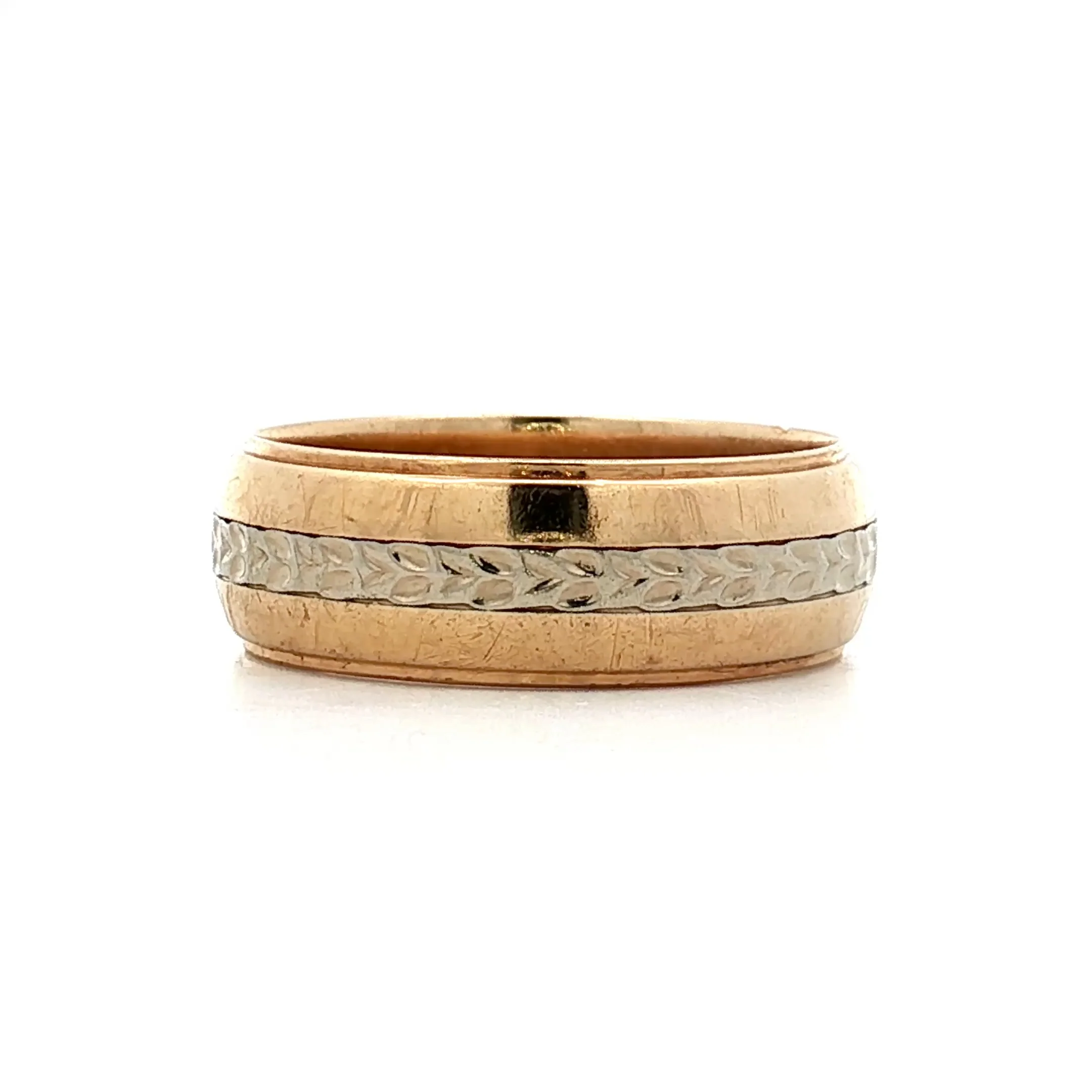 Mens Vintage 1950s Two-Tone Wedding Band 14k