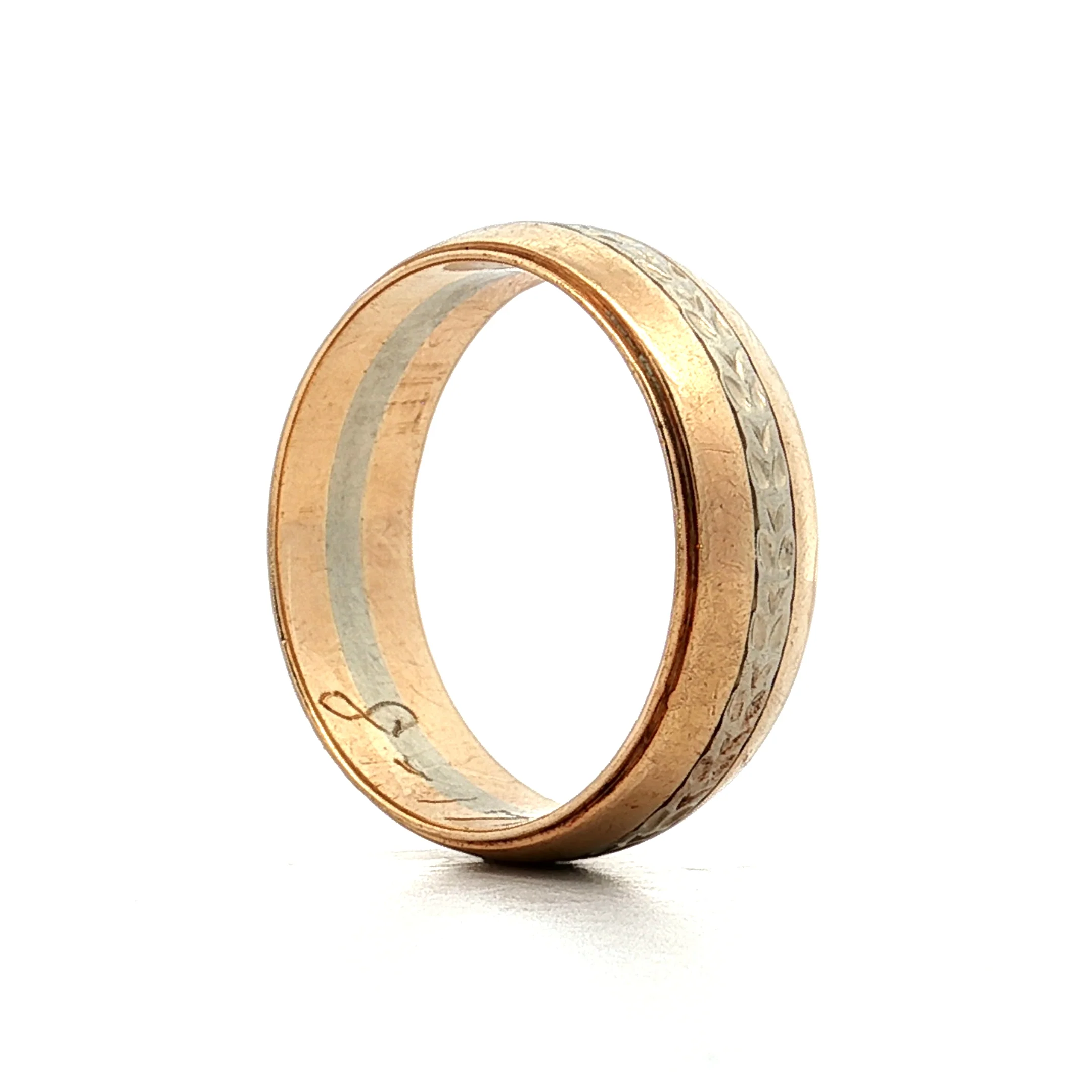 Mens Vintage 1950s Two-Tone Wedding Band 14k - Image 6