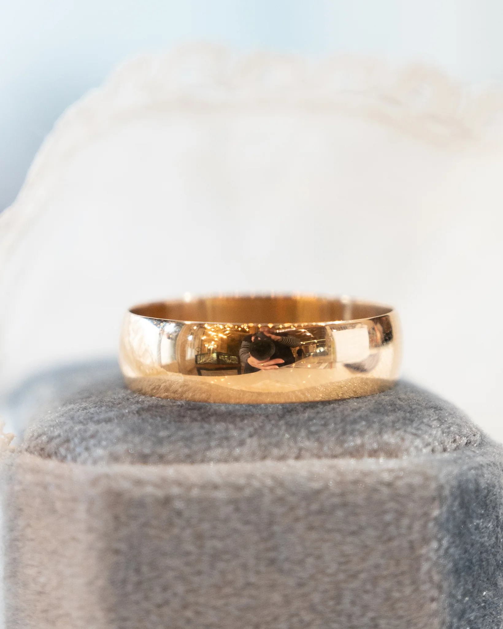 Mens Vintage 6mm Half round Wedding Band 14k - Image 6