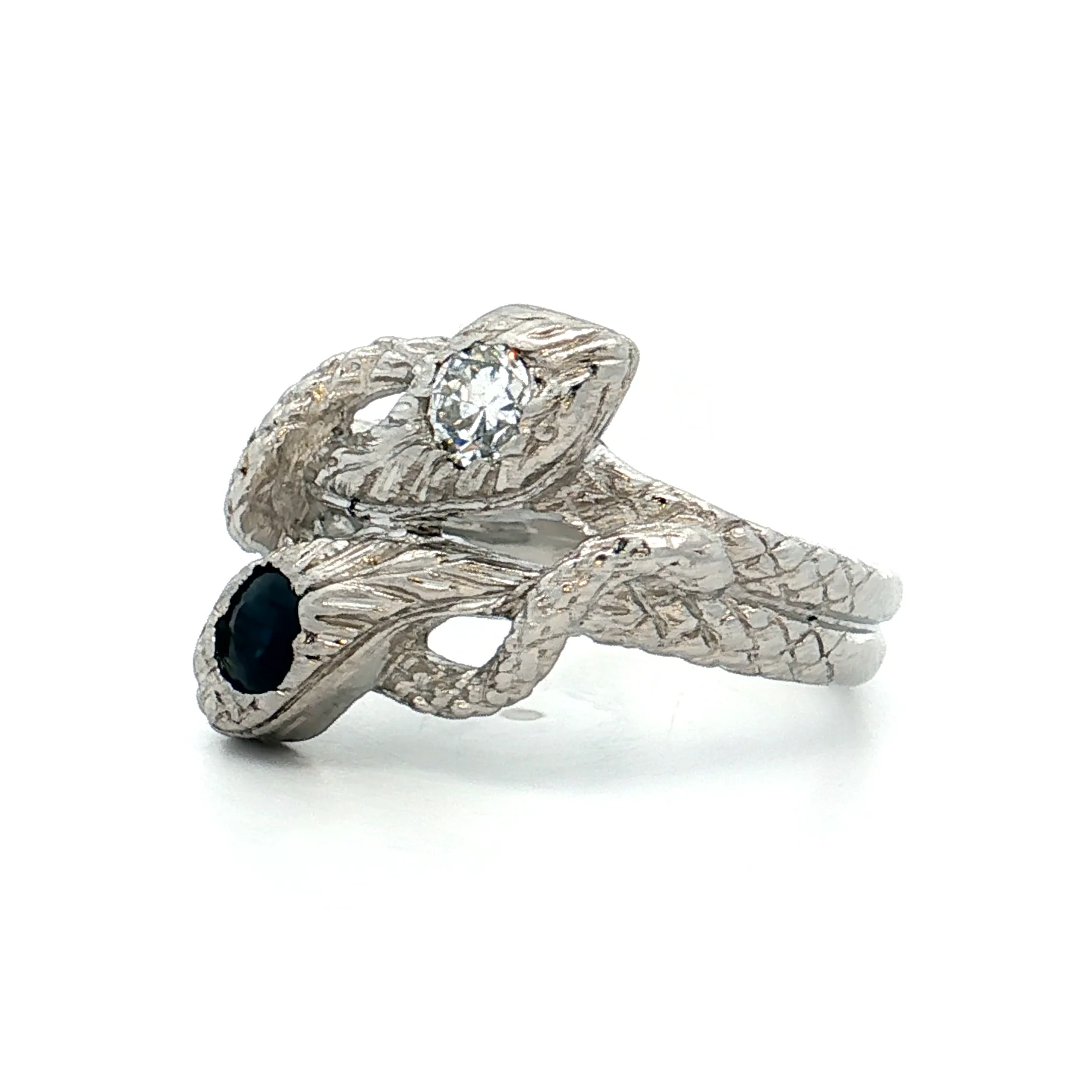 Mens Vintage Deco Two-Headed Snake Ring Platinum - Image 2
