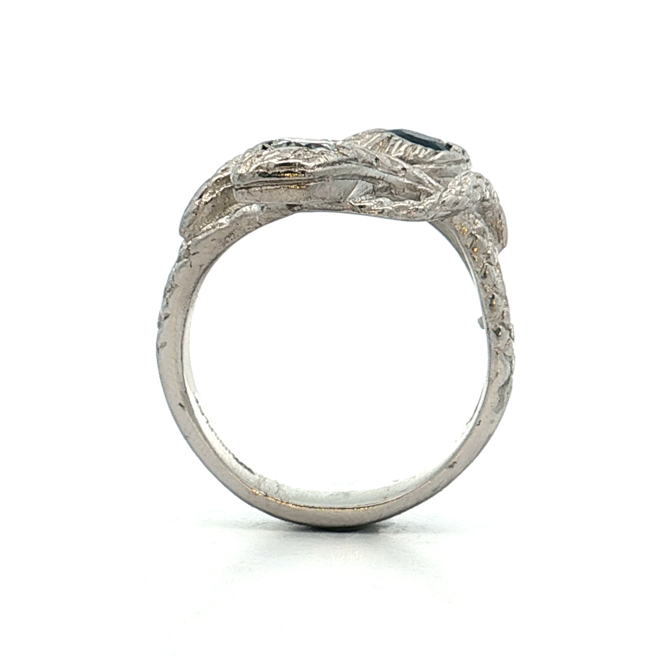 Mens Vintage Deco Two-Headed Snake Ring Platinum - Image 4