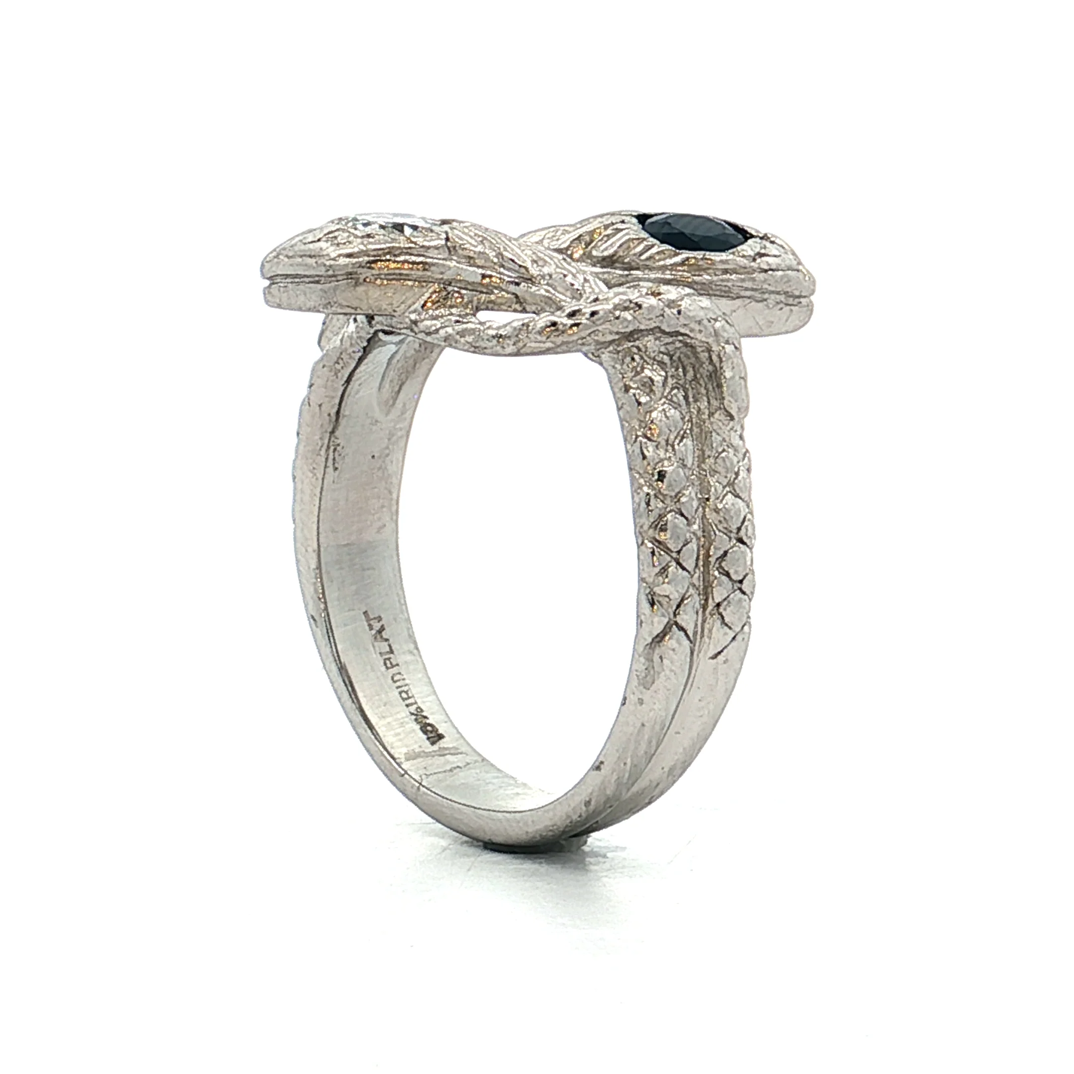 Mens Vintage Deco Two-Headed Snake Ring Platinum - Image 5