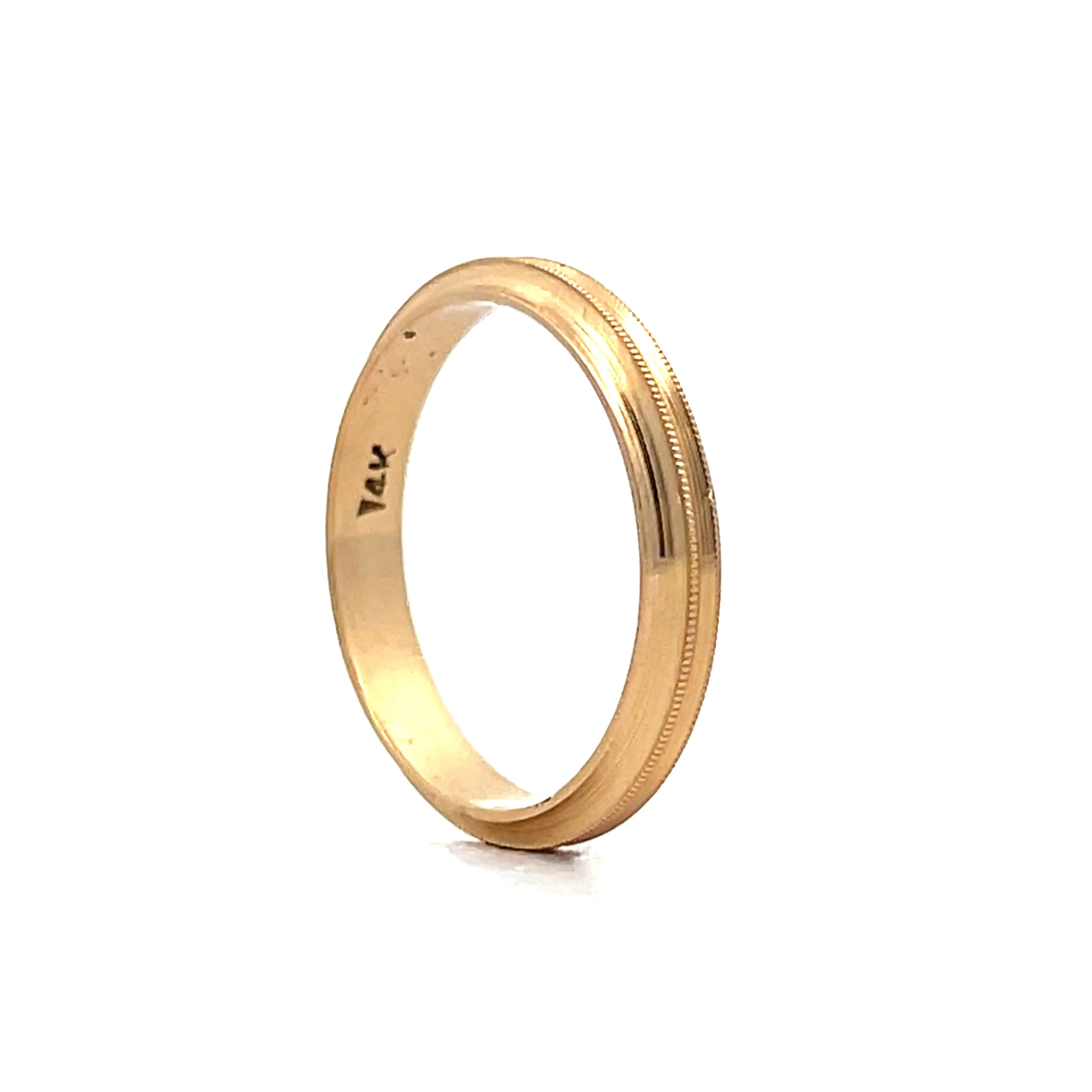 Mens Vintage Double Milgrain Wedding Band in 14k - Image 5