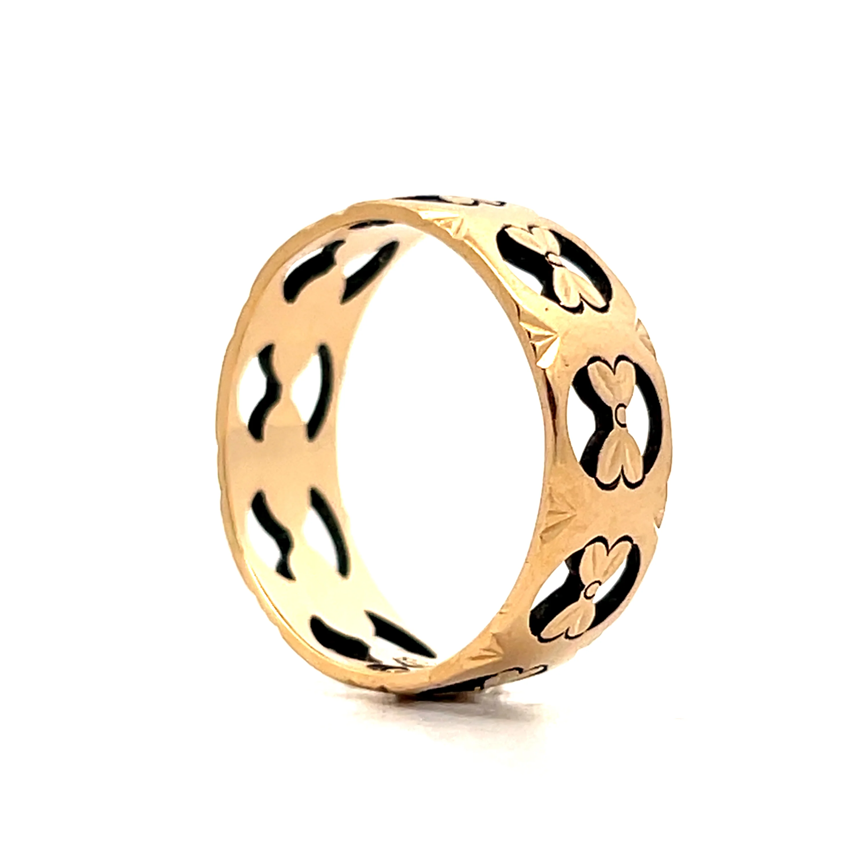 Mens Vintage Floral Wedding Band in 14k Yellow Gold - Image 5