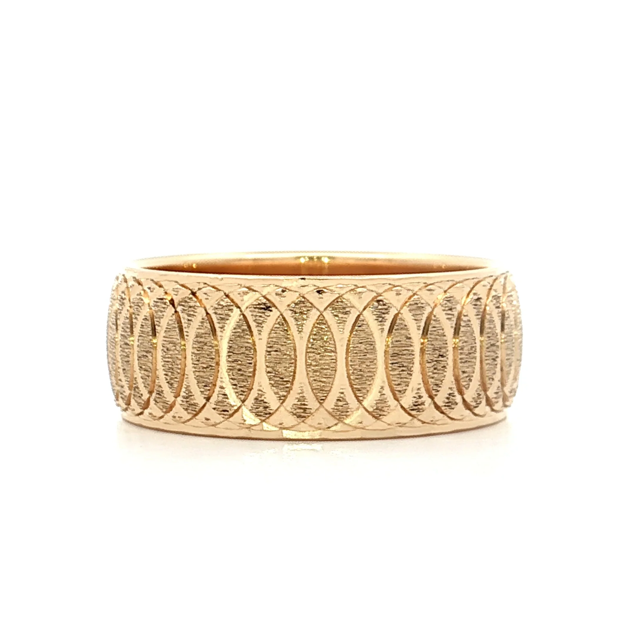 Mens Vintage Geometric Engraved Wedding Band 14k - Image 2