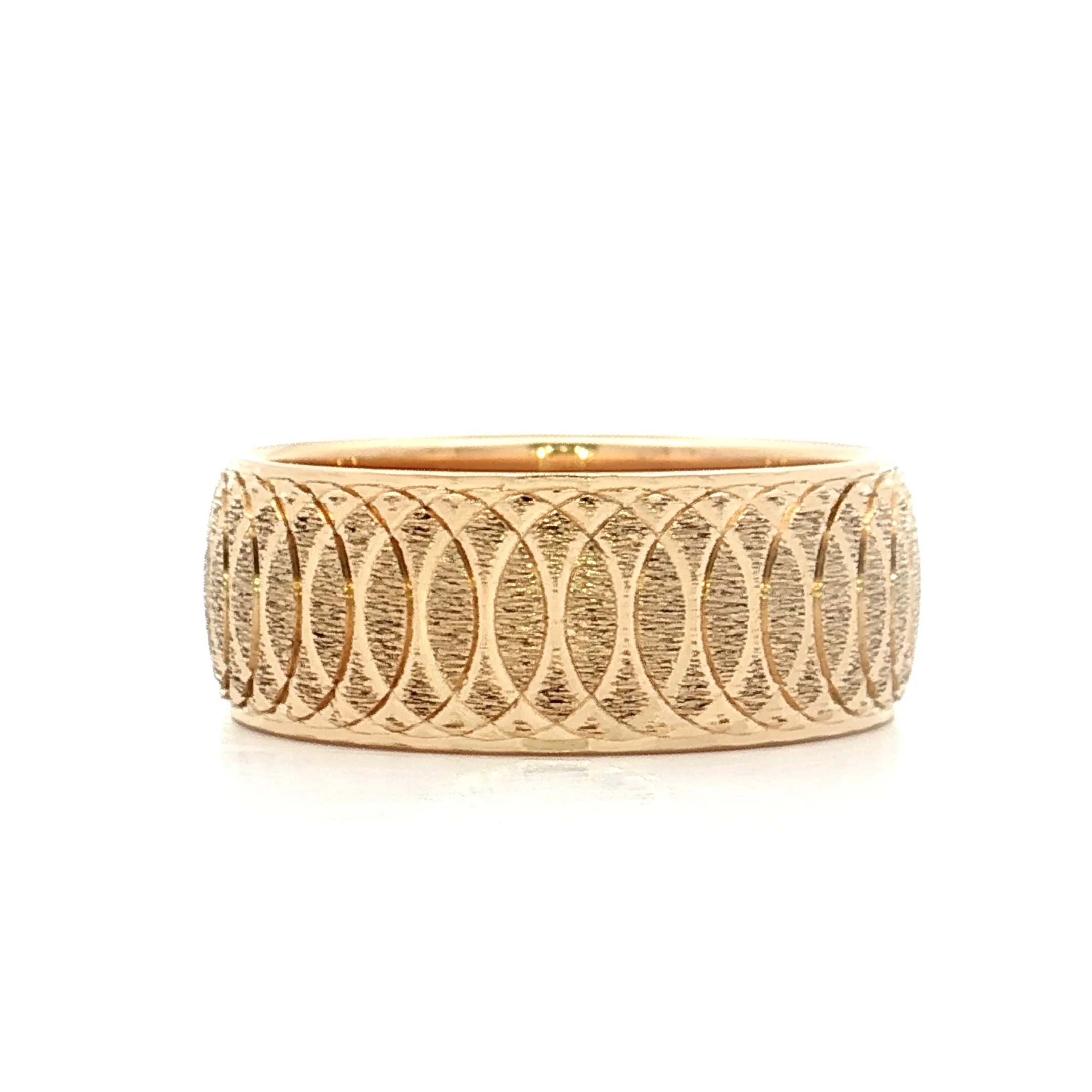 Mens Vintage Geometric Engraved Wedding Band 14k - Image 3