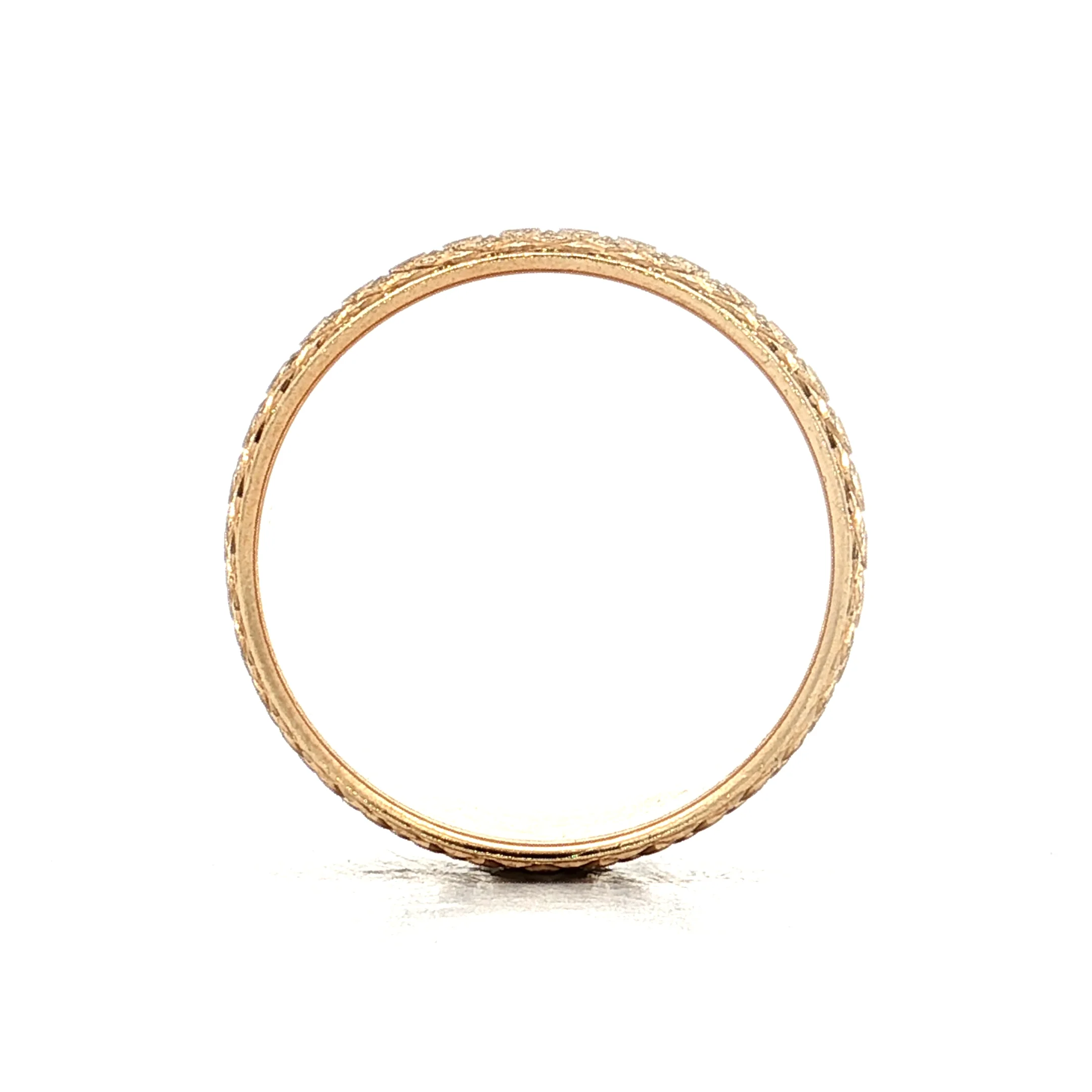 Mens Vintage Geometric Engraved Wedding Band 14k - Image 4