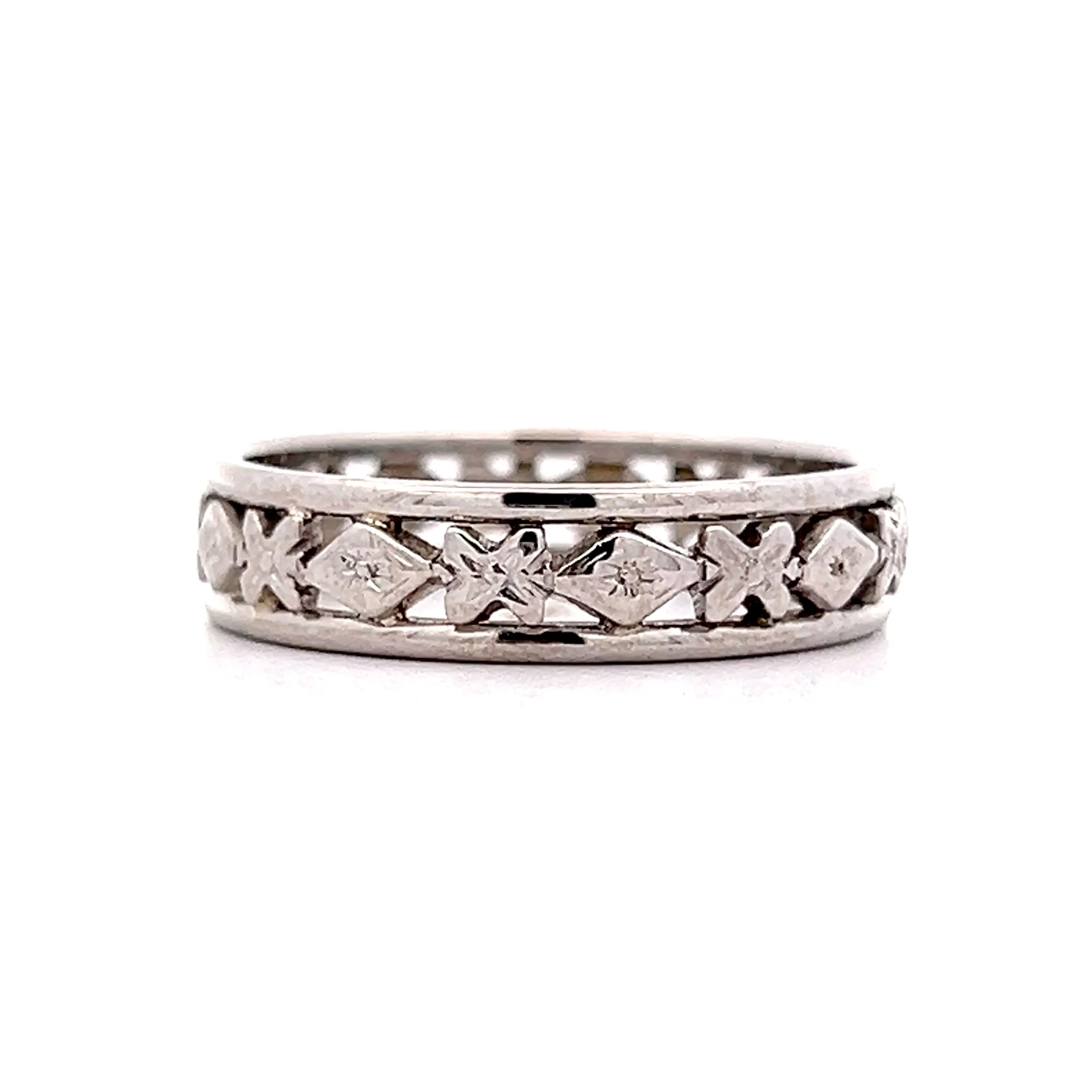 Mens Vintage Mid-Century Geometric Band in 14k