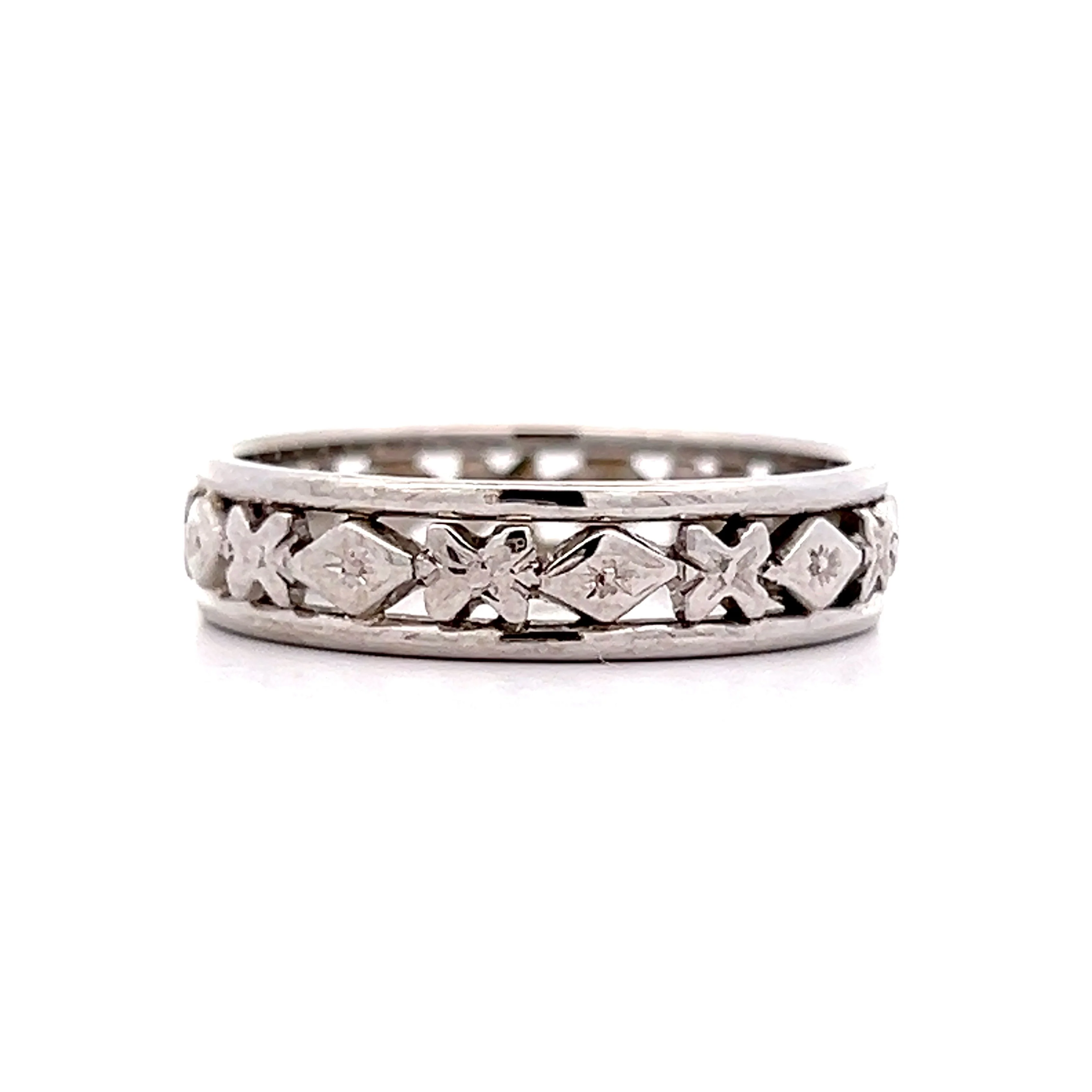 Mens Vintage Mid-Century Geometric Band in 14k - Image 2