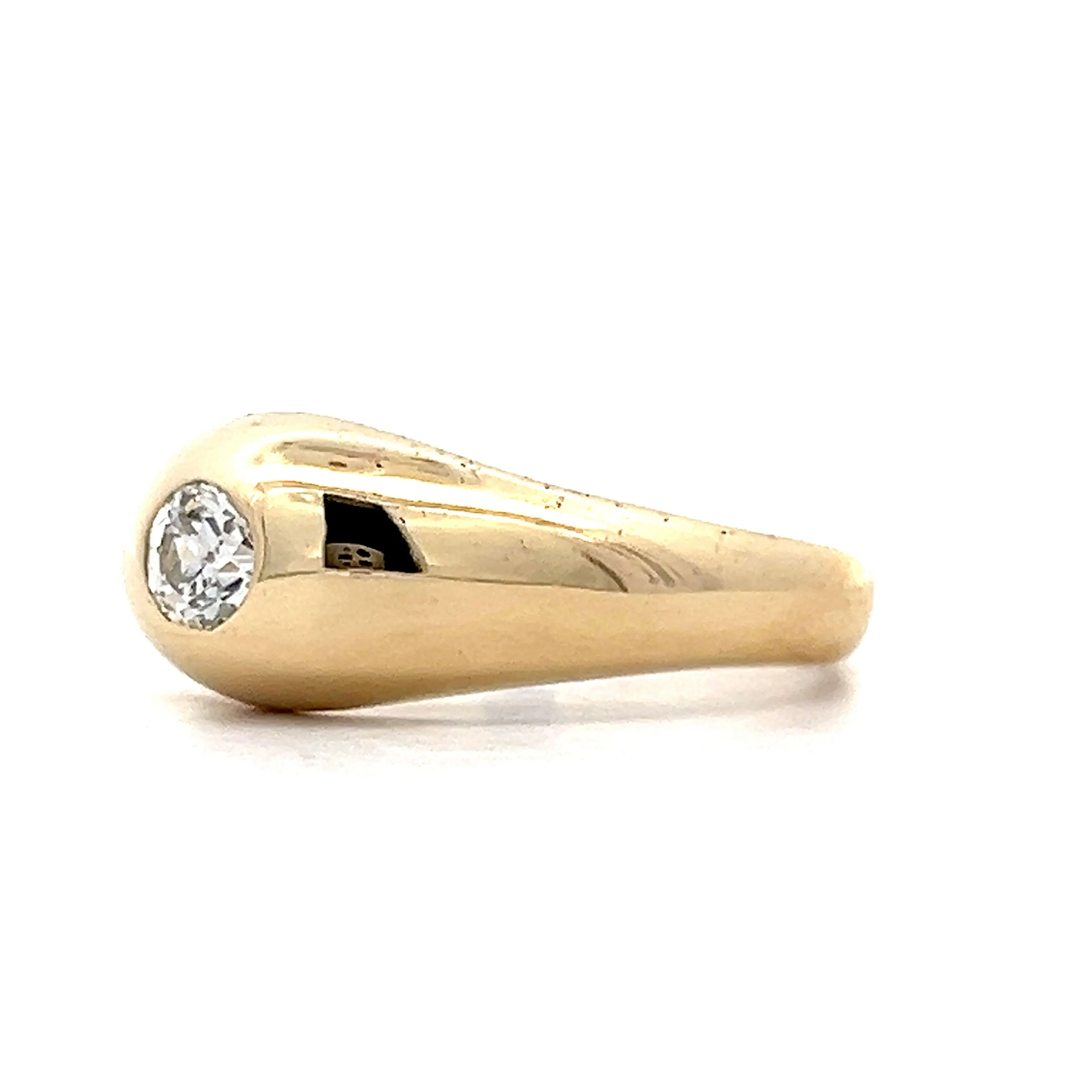 Men's Vintage Old European Diamond Ring in 14k Yellow Gold - Image 2