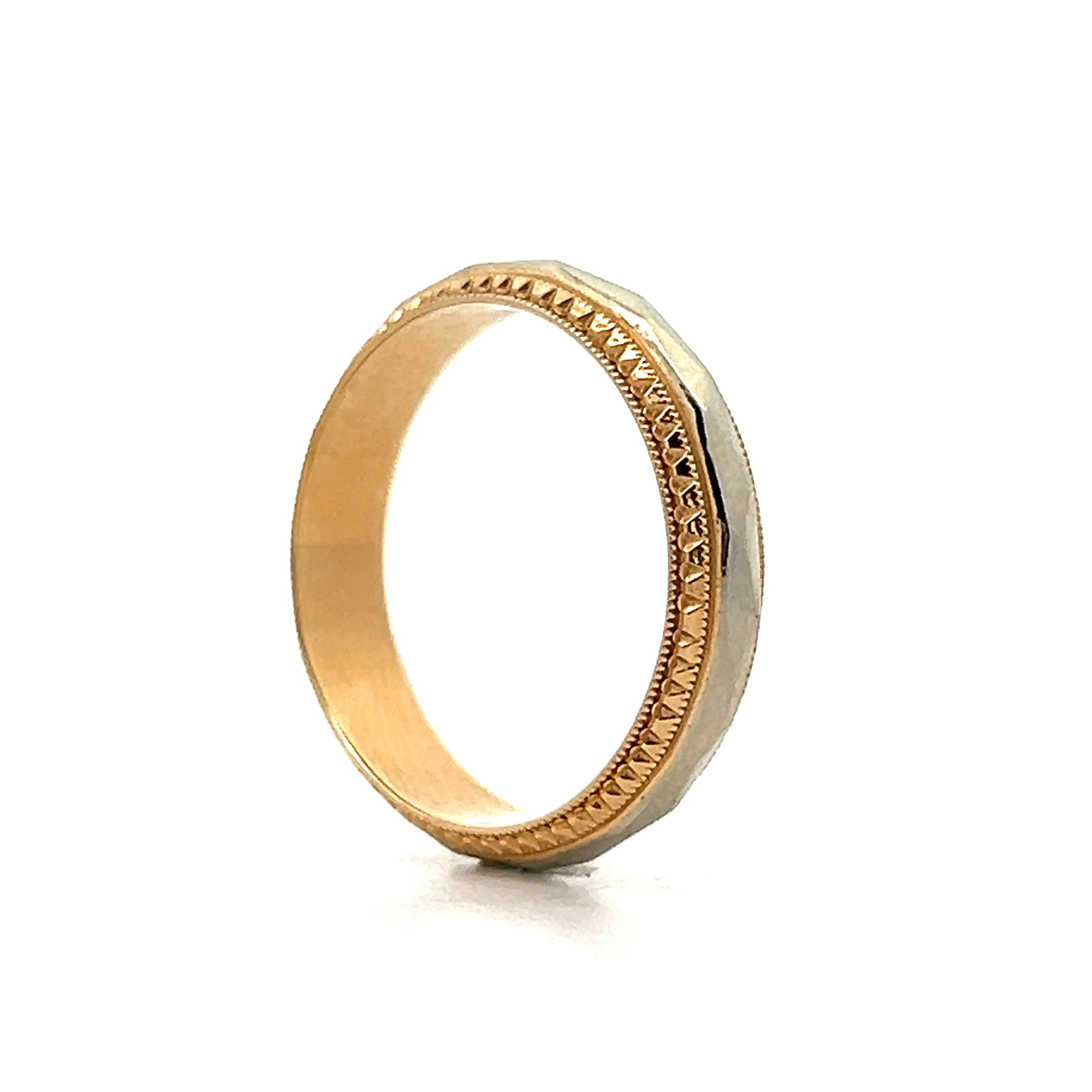 Mens Vintage Retro Two-Tone Wedding Band in 14k - Image 5