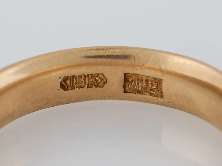 Men's Wedding Band Mid-Century Brush Finish in 18k Yellow Gold - Image 2