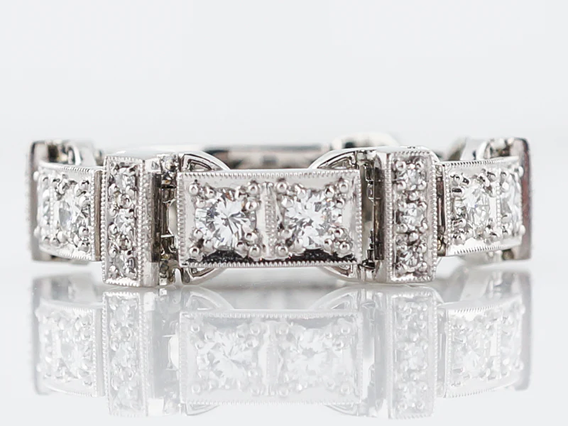 Men's Modern Wedding Band 1.90 Round Brilliant Cut Diamonds in Platinum & 18k White Gold - Image 2