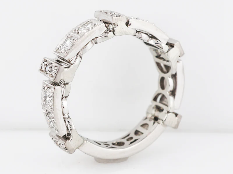 Men's Modern Wedding Band 1.90 Round Brilliant Cut Diamonds in Platinum & 18k White Gold - Image 4