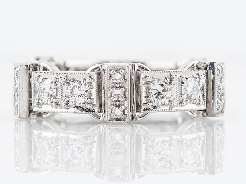 Men's Modern Wedding Band 1.90 Round Brilliant Cut Diamonds in Platinum & 18k White Gold - Image 7