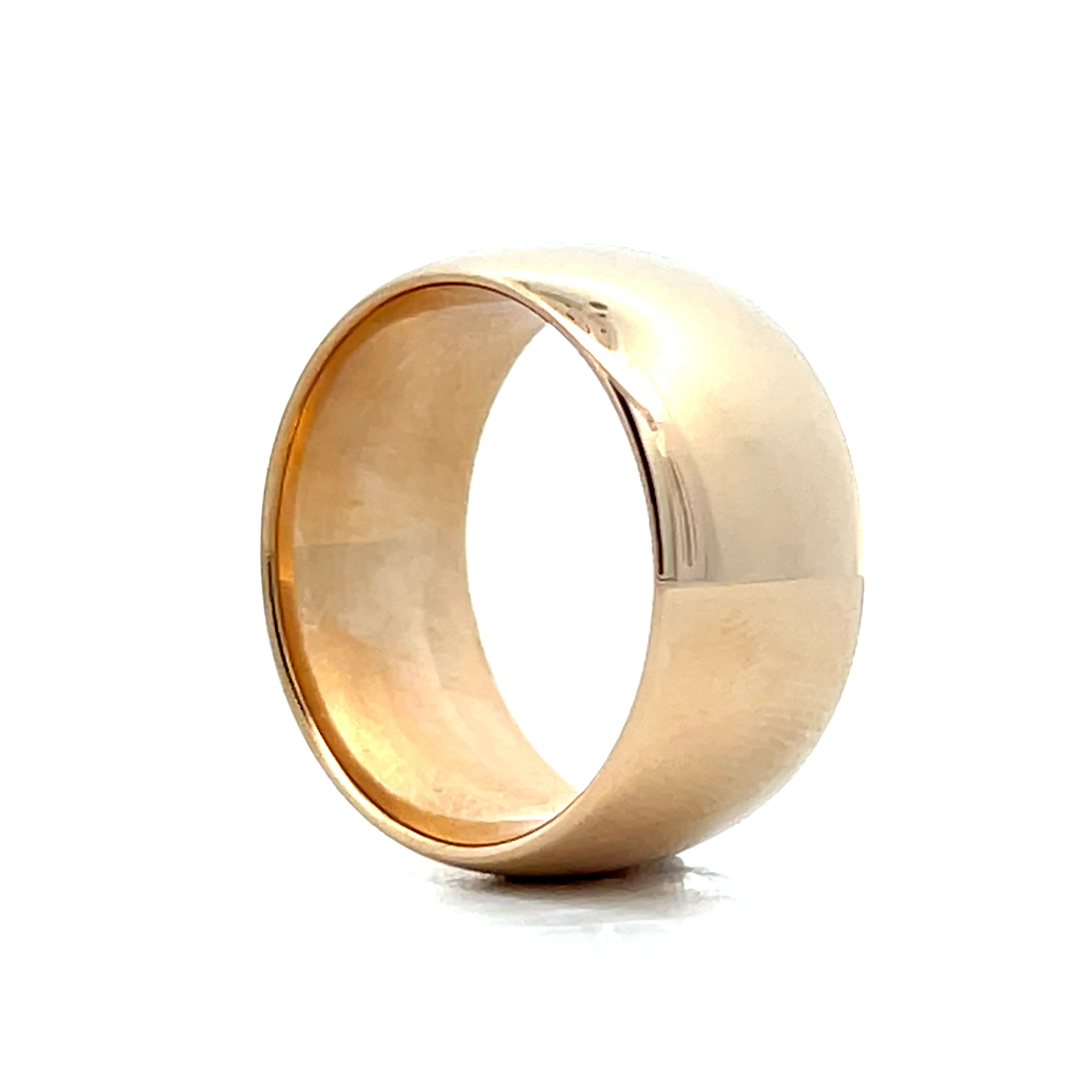 Mens Wide Cigar Wedding Band in 14k Yellow Gold - Image 5